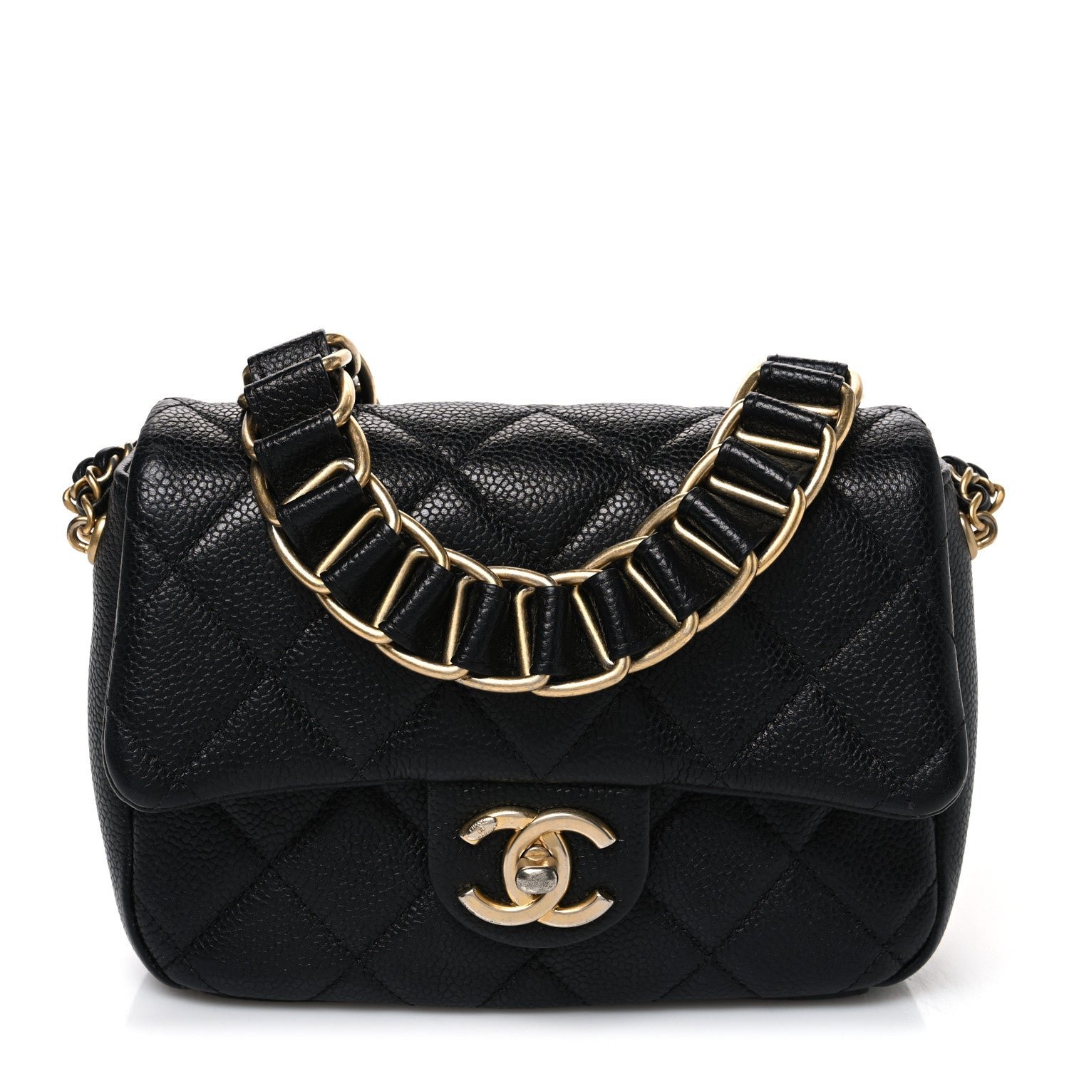 Chanel Caviar Quilted Mini Chain Soul Flap Black