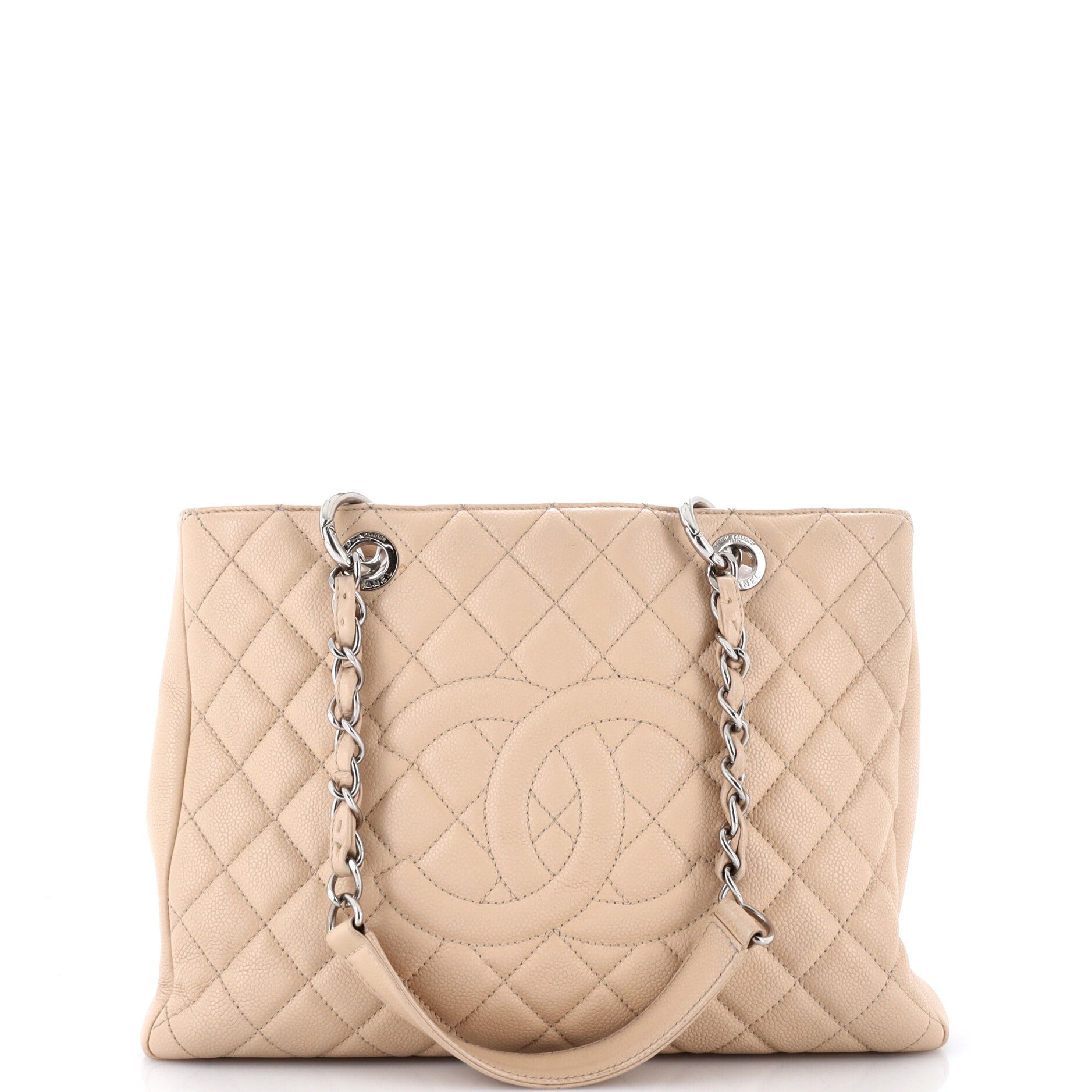 Timeless CC Shopping Tote Quilted Caviar Medium