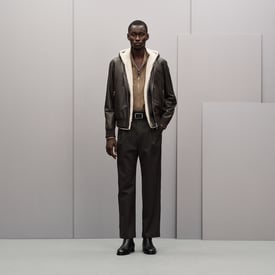 Hooded rib-trim jacket