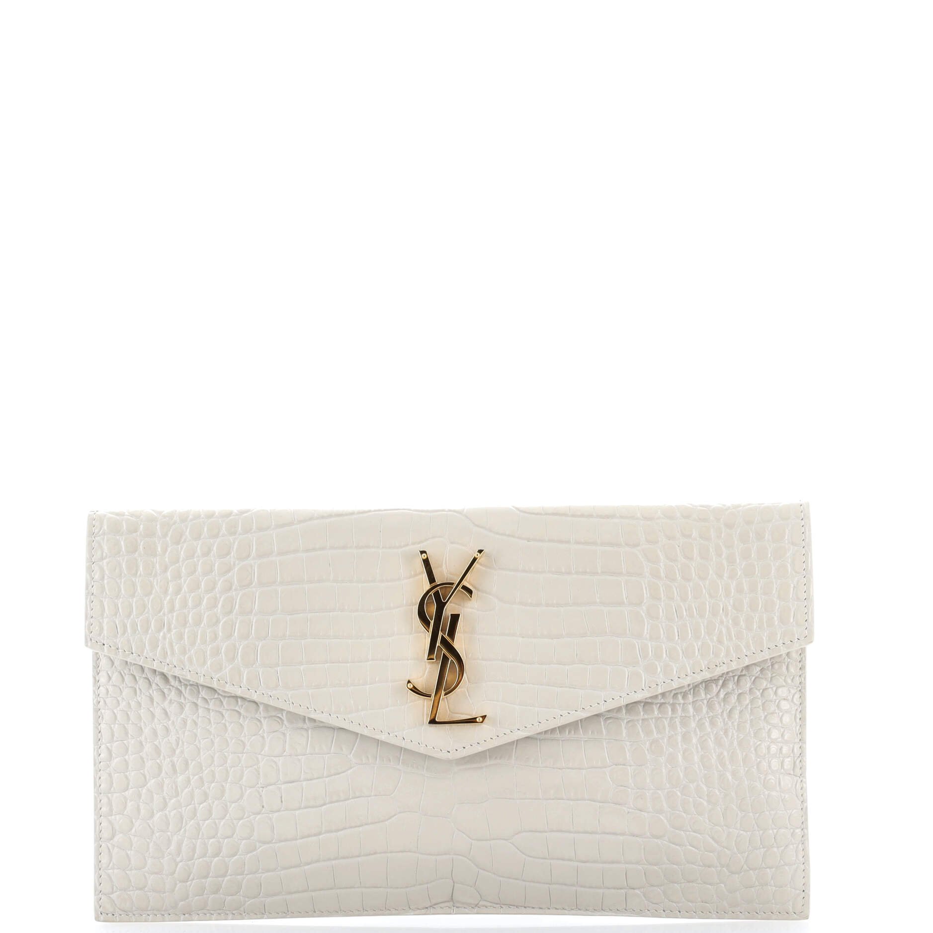 Saint Laurent Uptown Pouch Crocodile Embossed Leather
