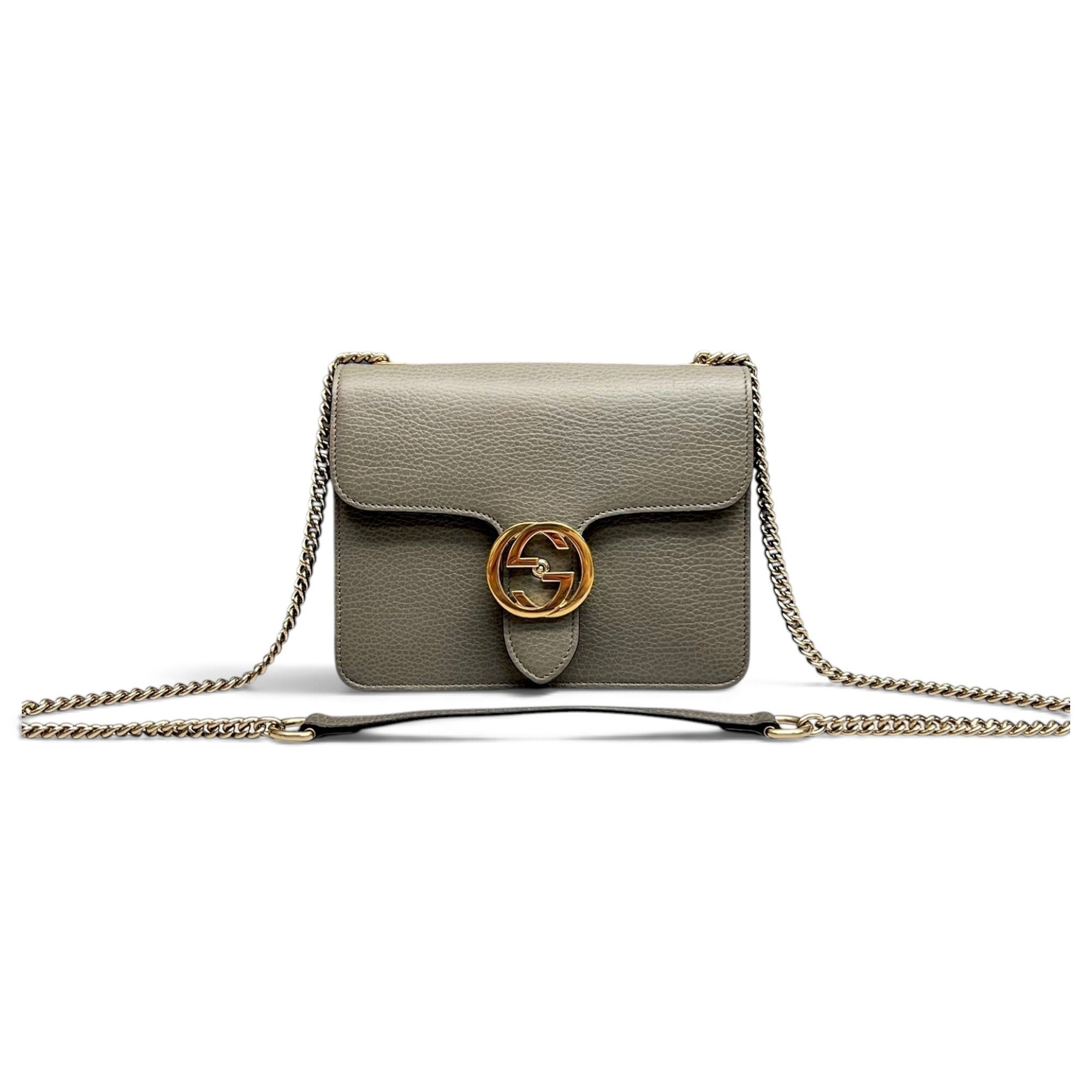 Interlocking leather handbag