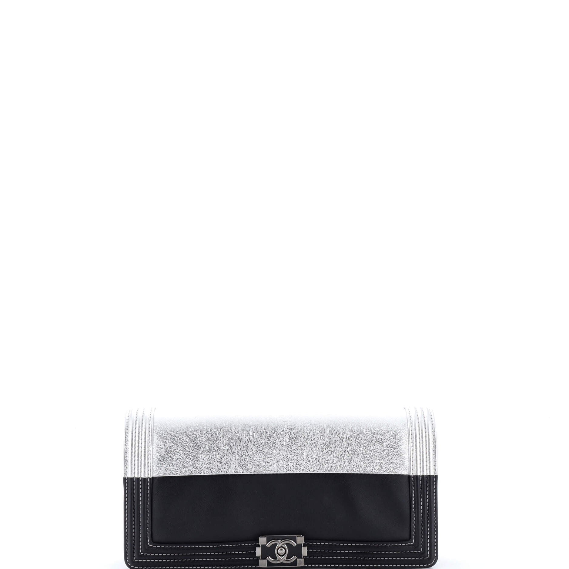 Bicolor Boy Flap Clutch Calfskin Small