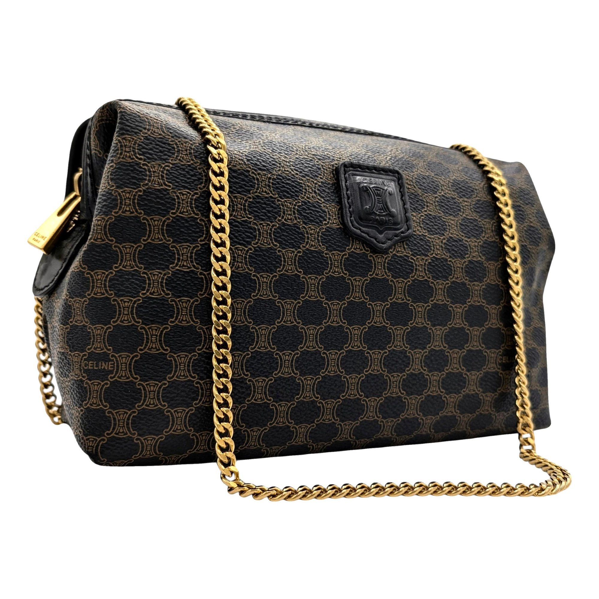 Triomphe chain cloth crossbody bag