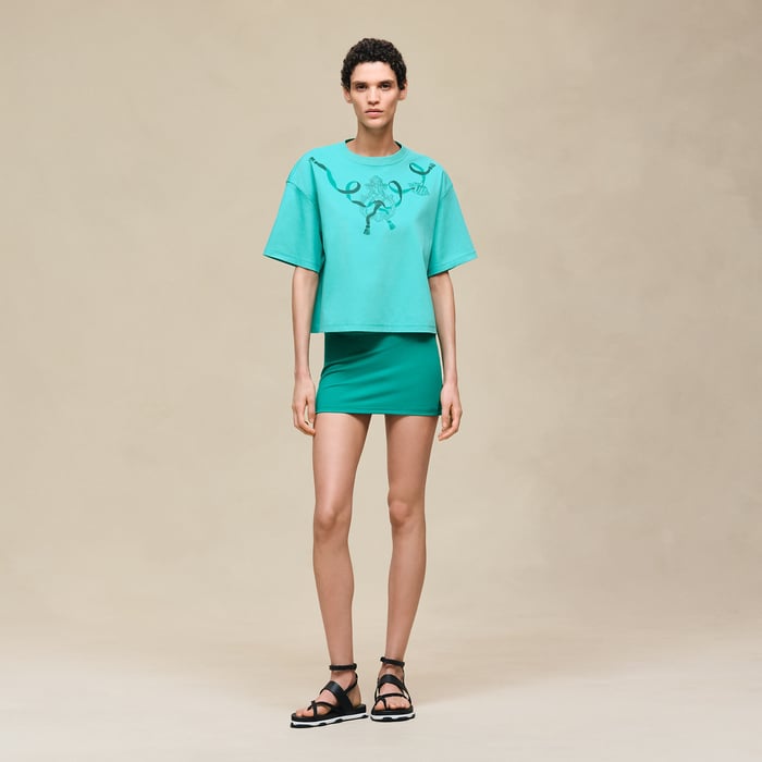 Vert Menthe Printed Boxy T-shirt