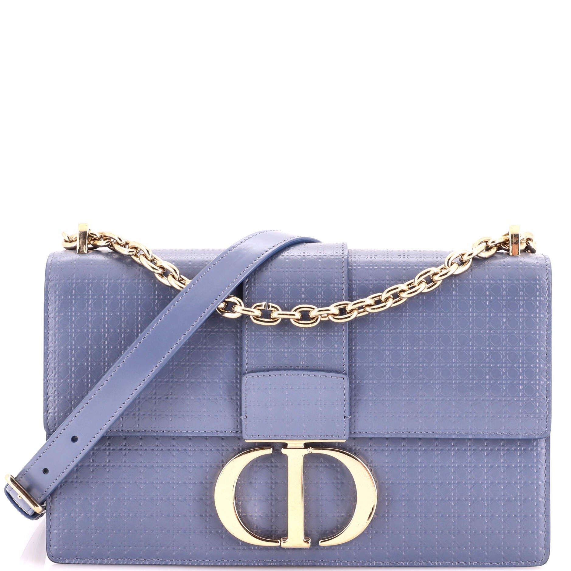 30 Montaigne Chain Flap Bag Micro Cannage Metallic Calfskin