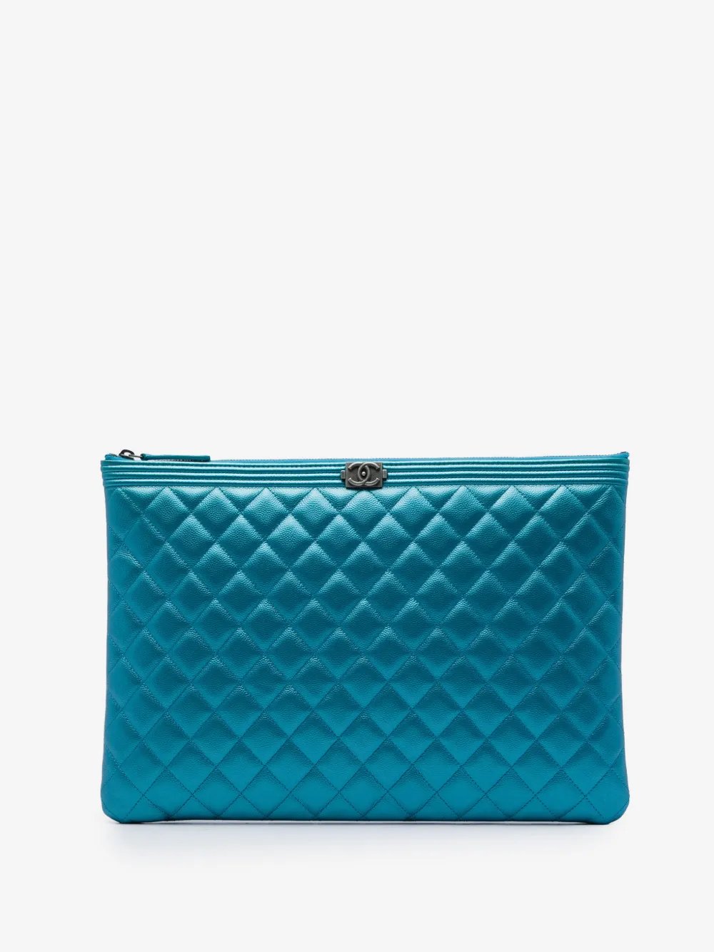 2017-2018 Large Quilted Metallic Caviar Boy O Case clutch bag