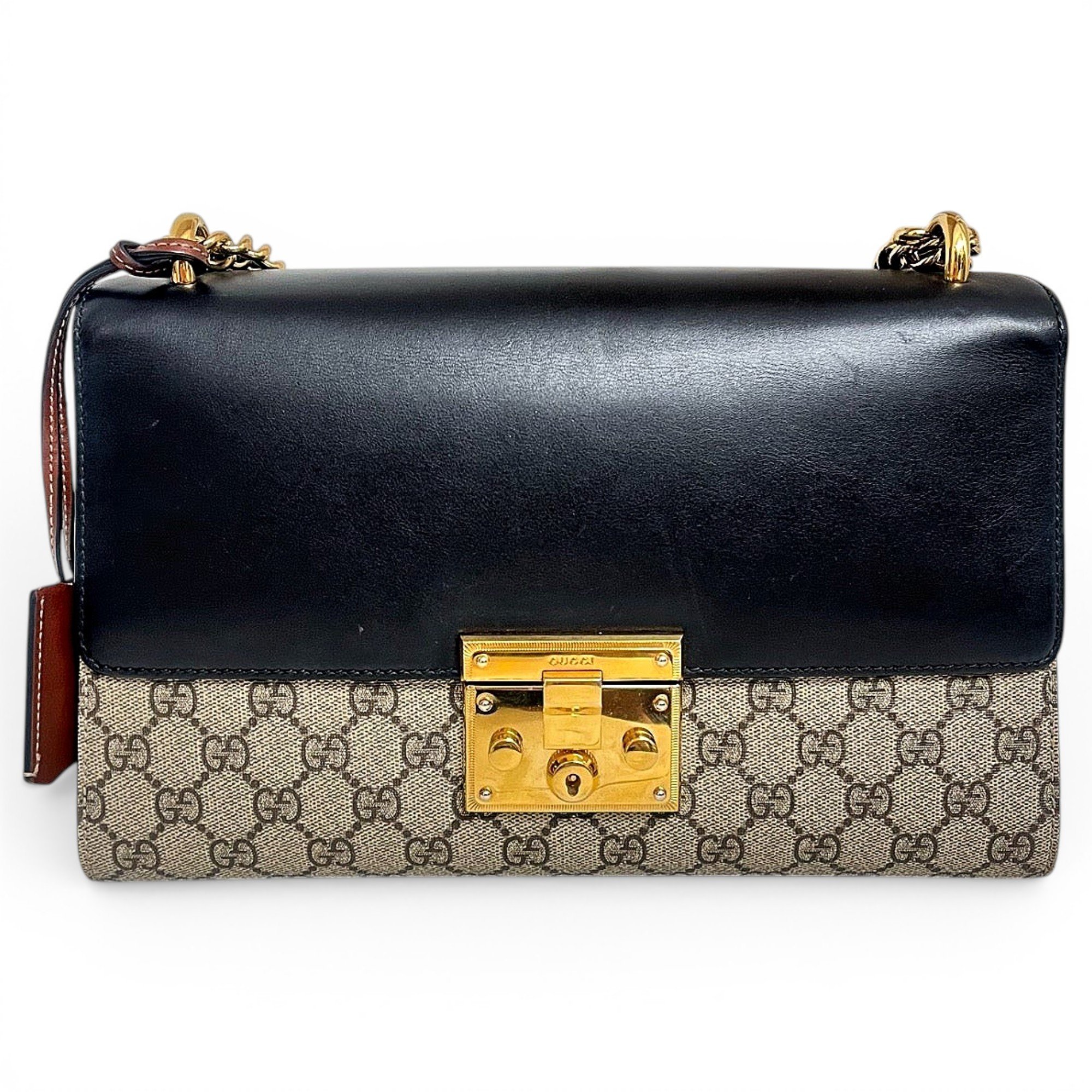 Padlock leather handbag