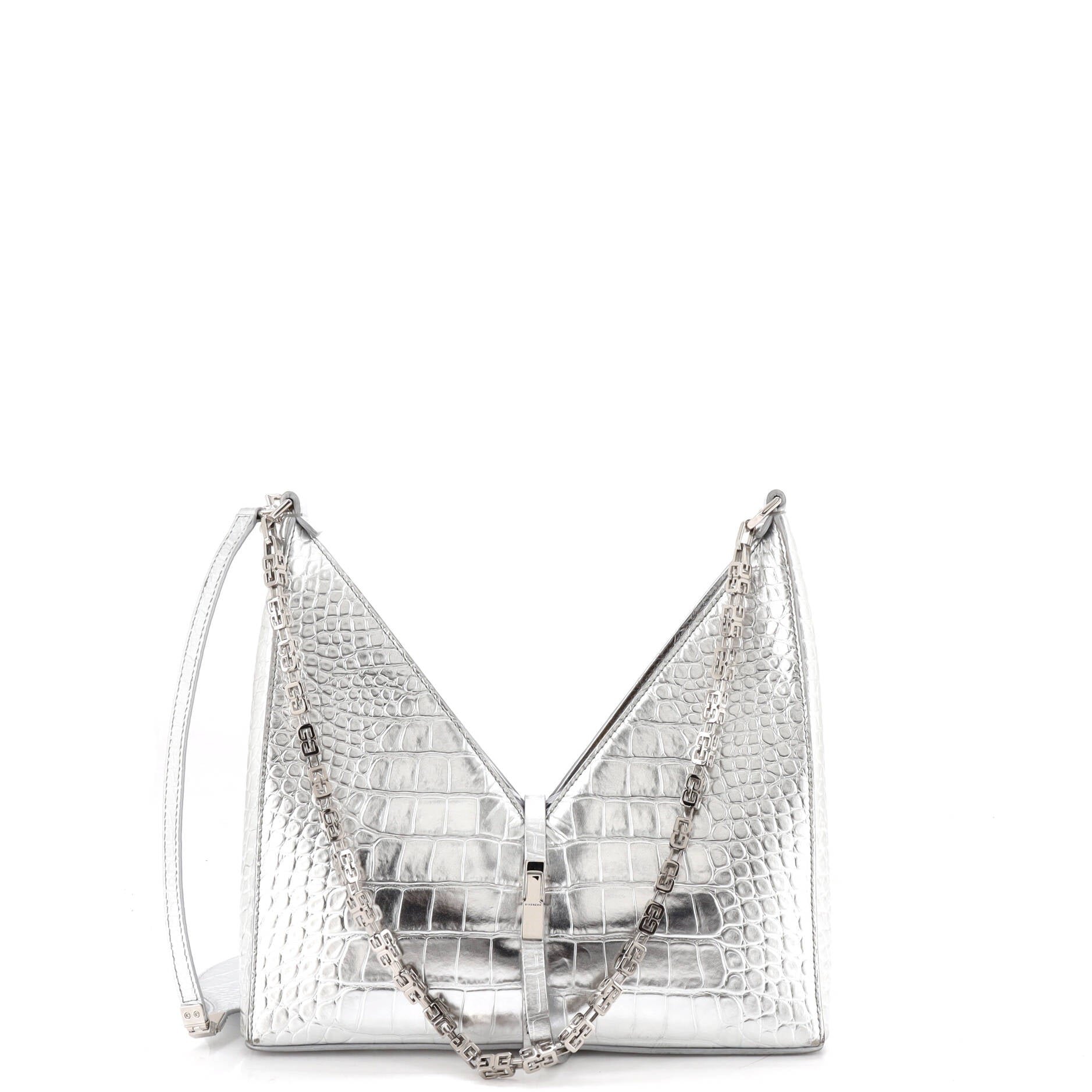 Givenchy Cut Out Shoulder Bag Crocodile Embossed Leather Small