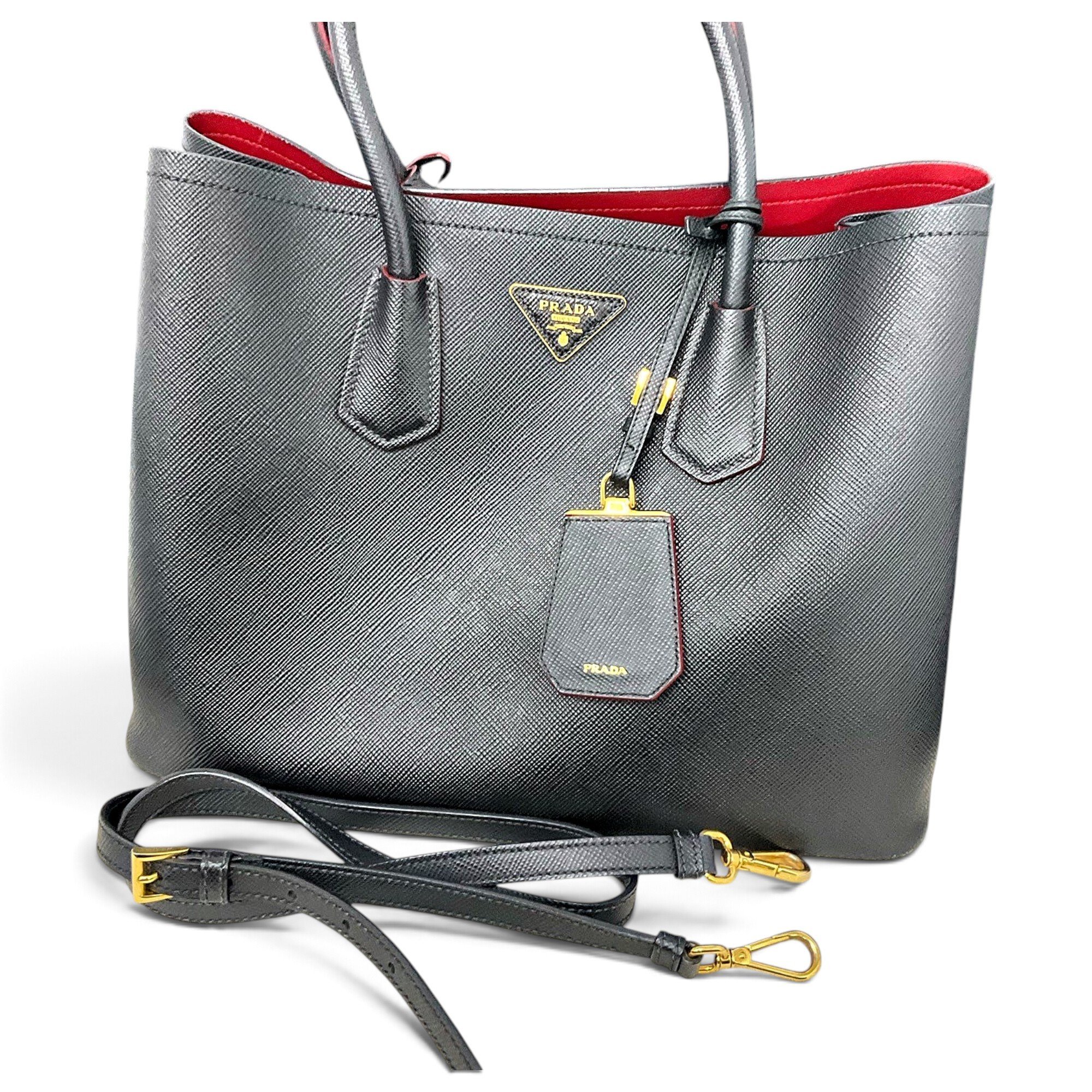 Double leather handbag