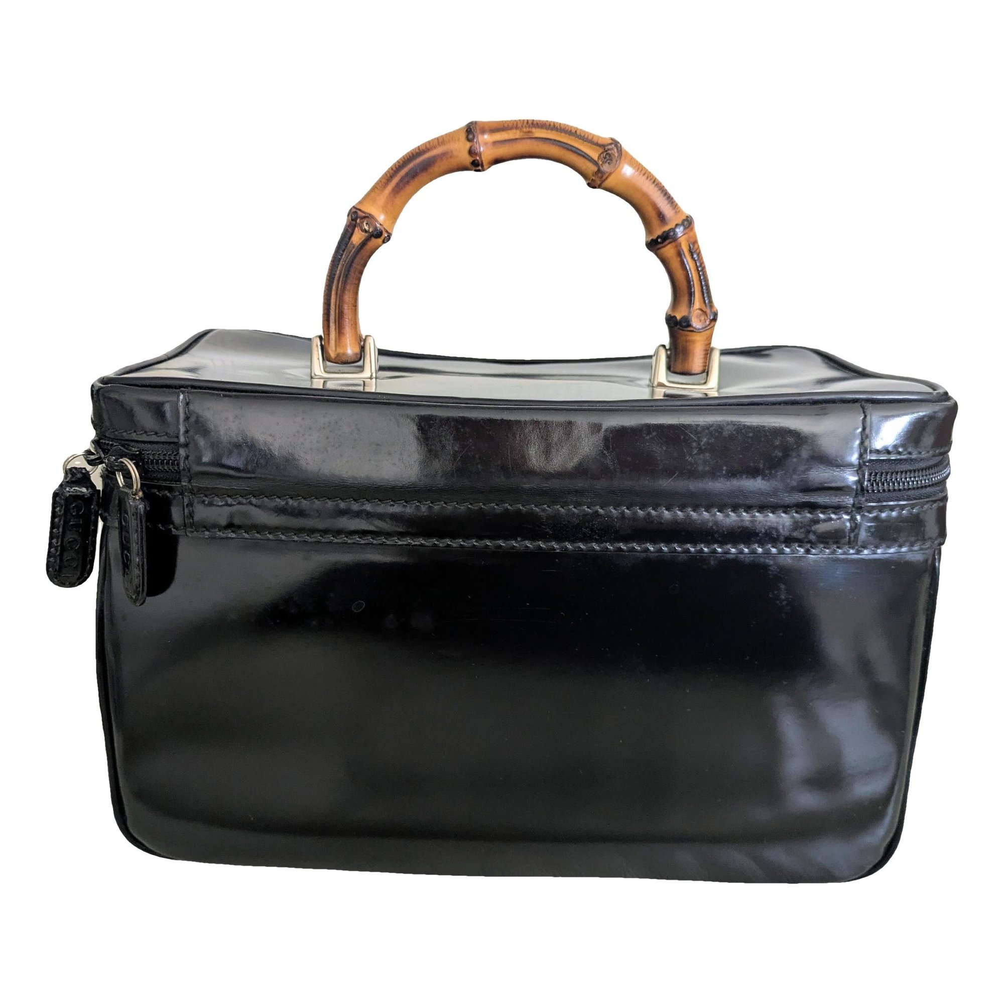Bamboo patent leather handbag