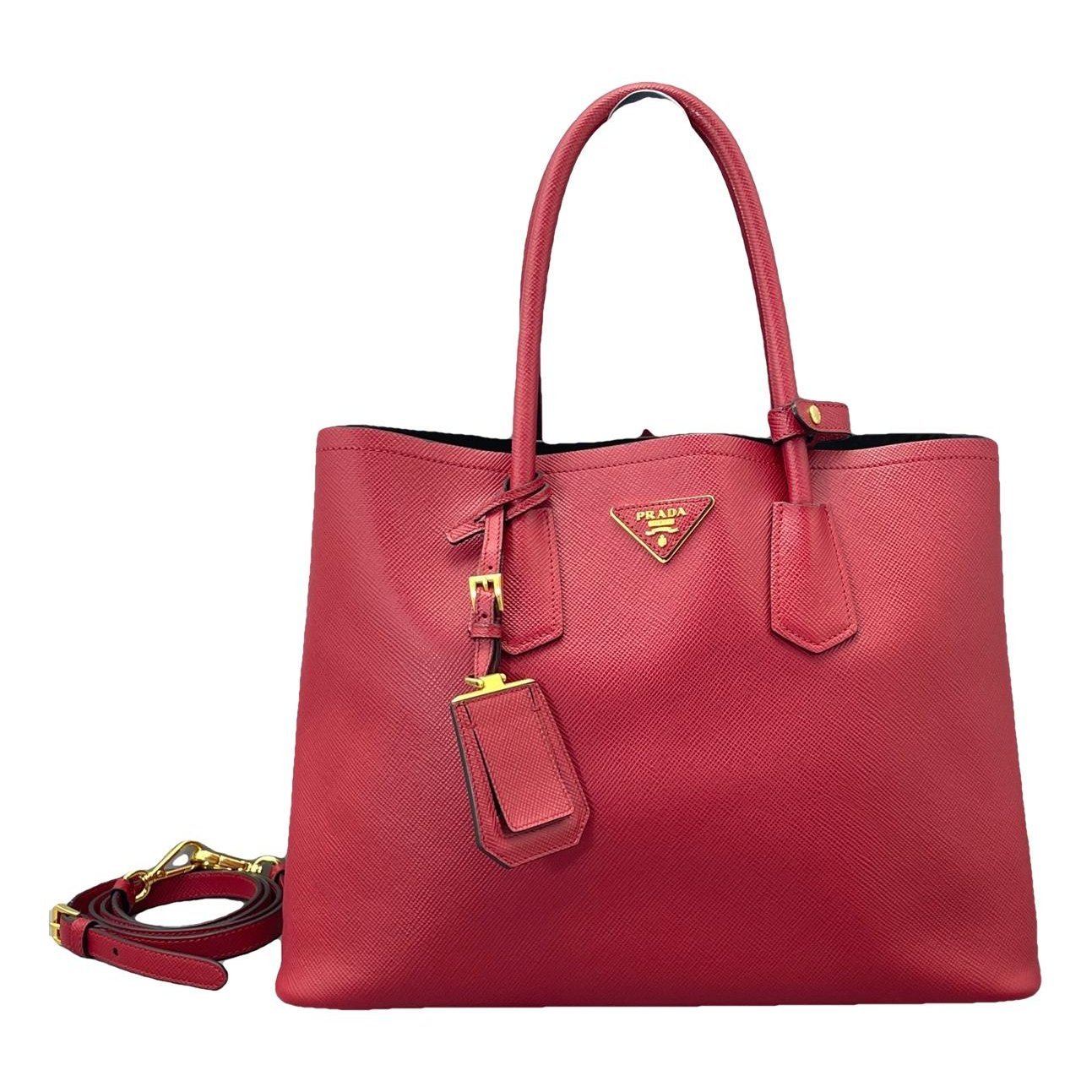 Double leather handbag