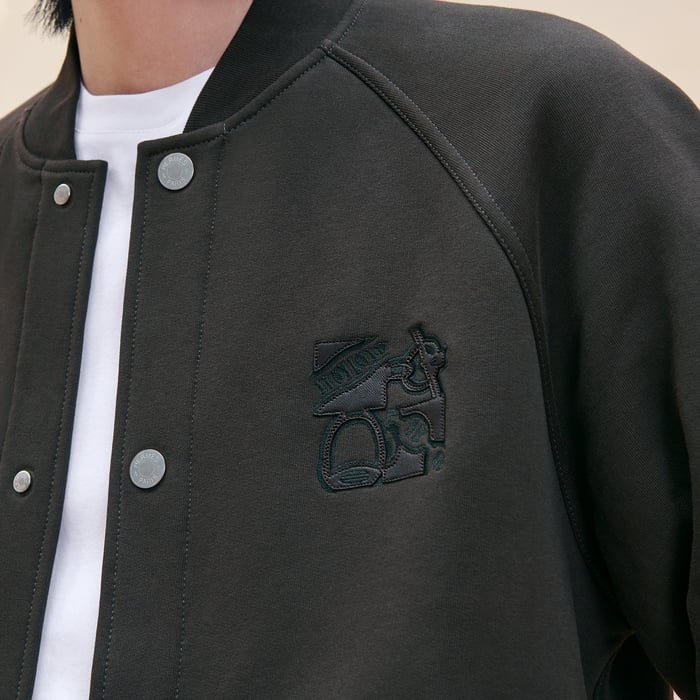 Kaki "Metallerie Au Carre" Varsity Jacket With Leather Detail
