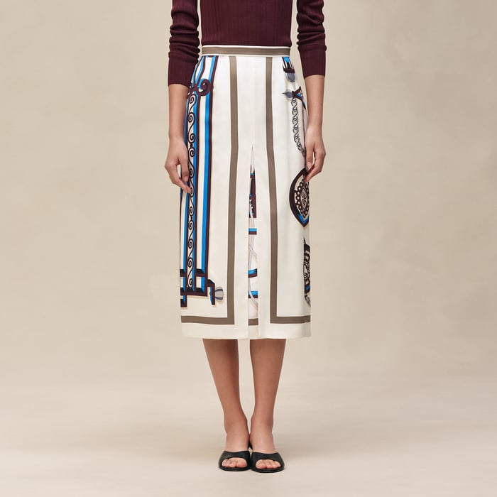 Blanc Céramique "l'Enseigne Du Sellier" Long Skirt