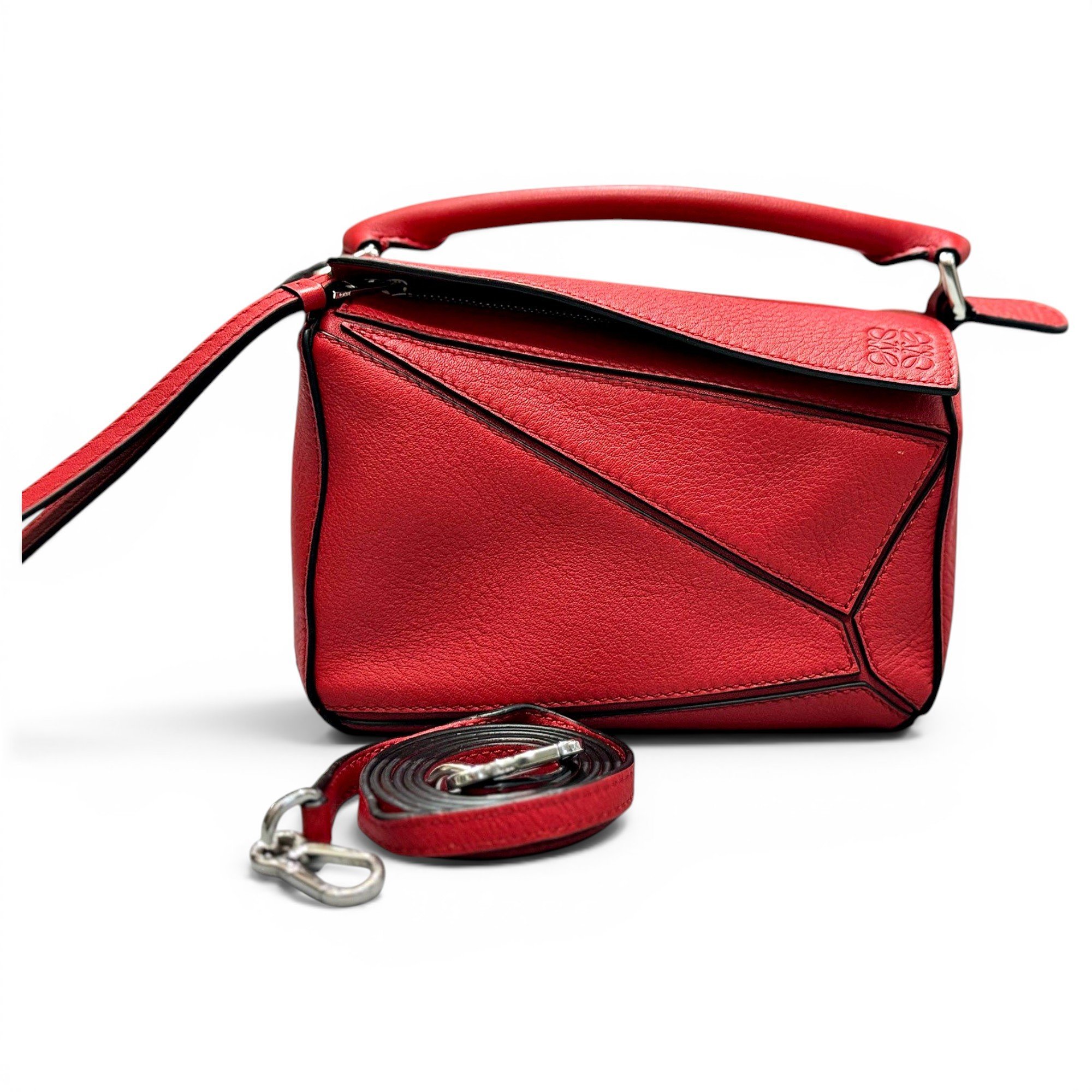 Puzzle leather handbag