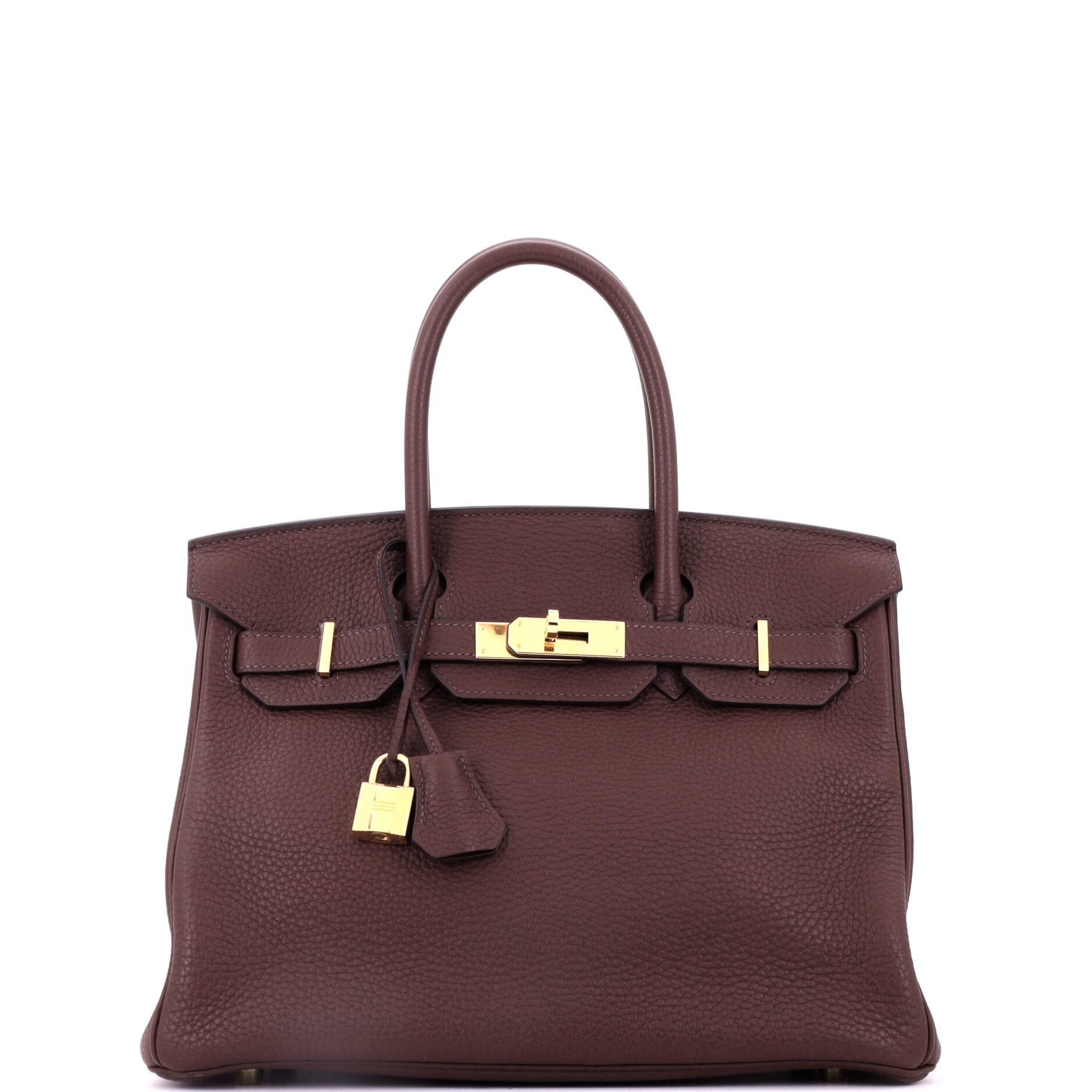 Hermes Birkin Handbag Havane Clemence with Gold Hardware 30