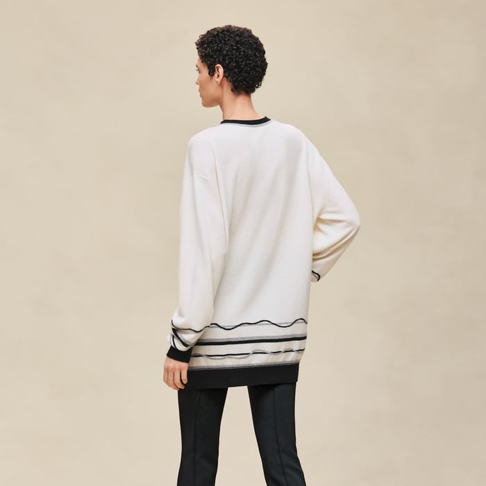 Blanc Nacre "Ex-libris" Long-sleeve Tunic Sweater