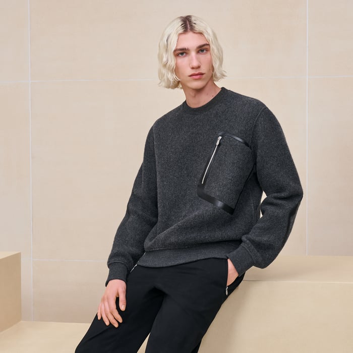 Gris Foncé Varsity Crewneck Sweater