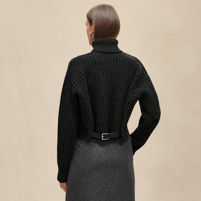 Gris Volcanique Long-sleeve Thick Sweater