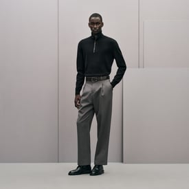 "H Bartack" mock neck collar cashmere sweater