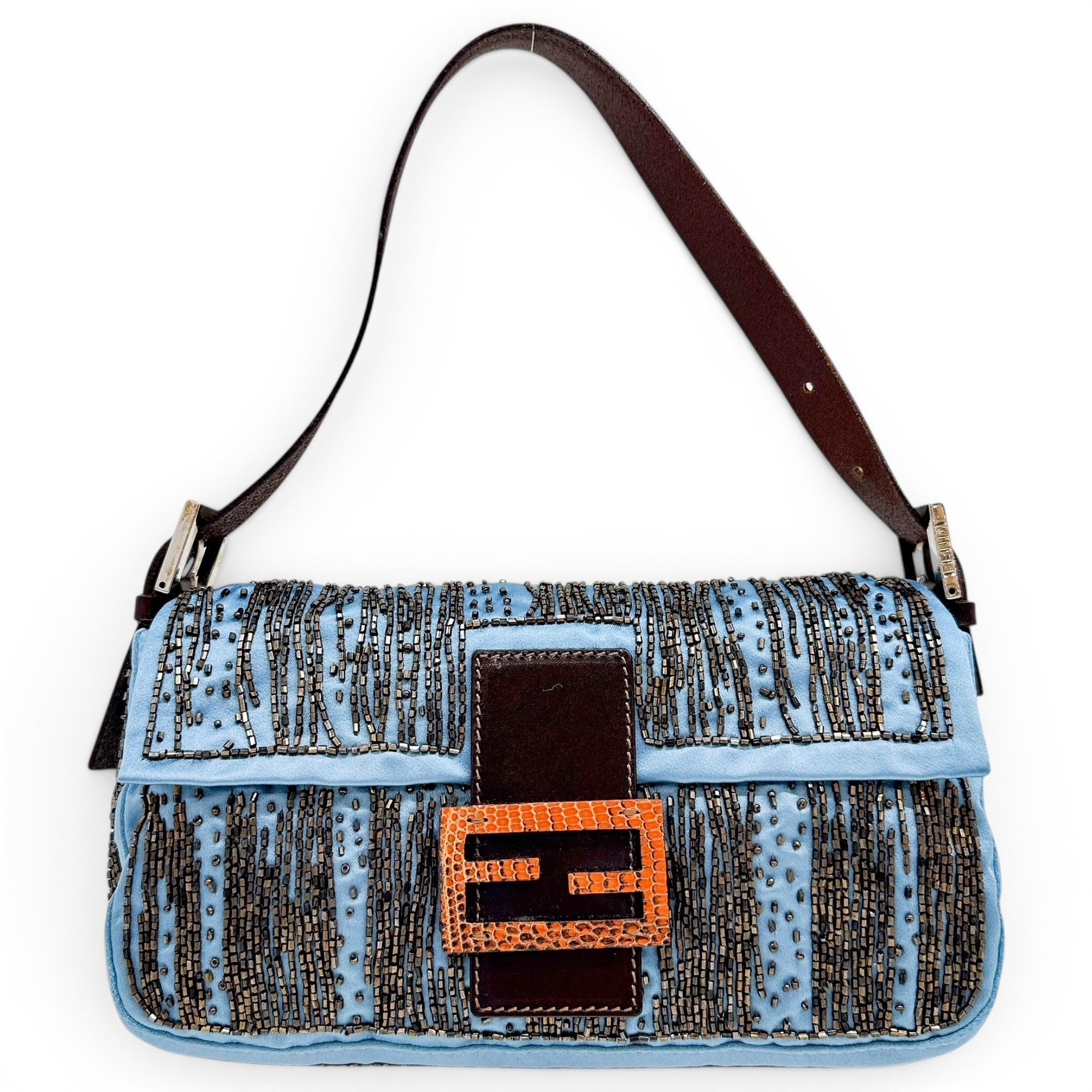 Baguette silk handbag