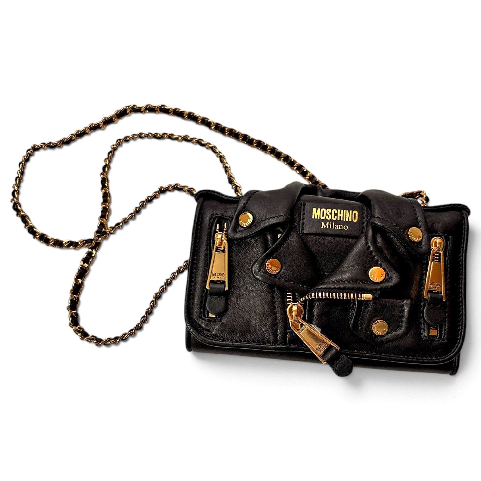 Moschino Biker leather crossbody bag
