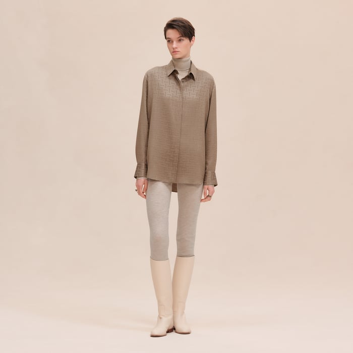 "Mosaique" Ascot Collar Shirt
