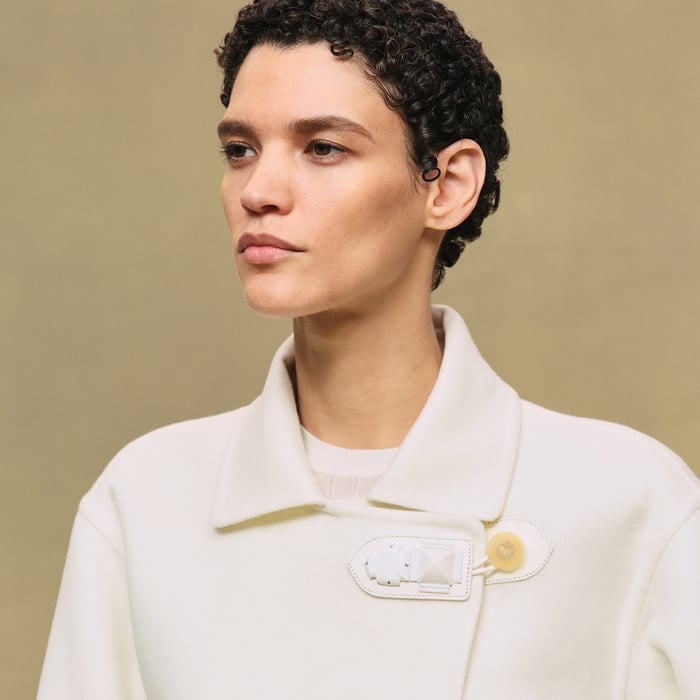 Blanc Naturel Veste Fermeture Bijoux