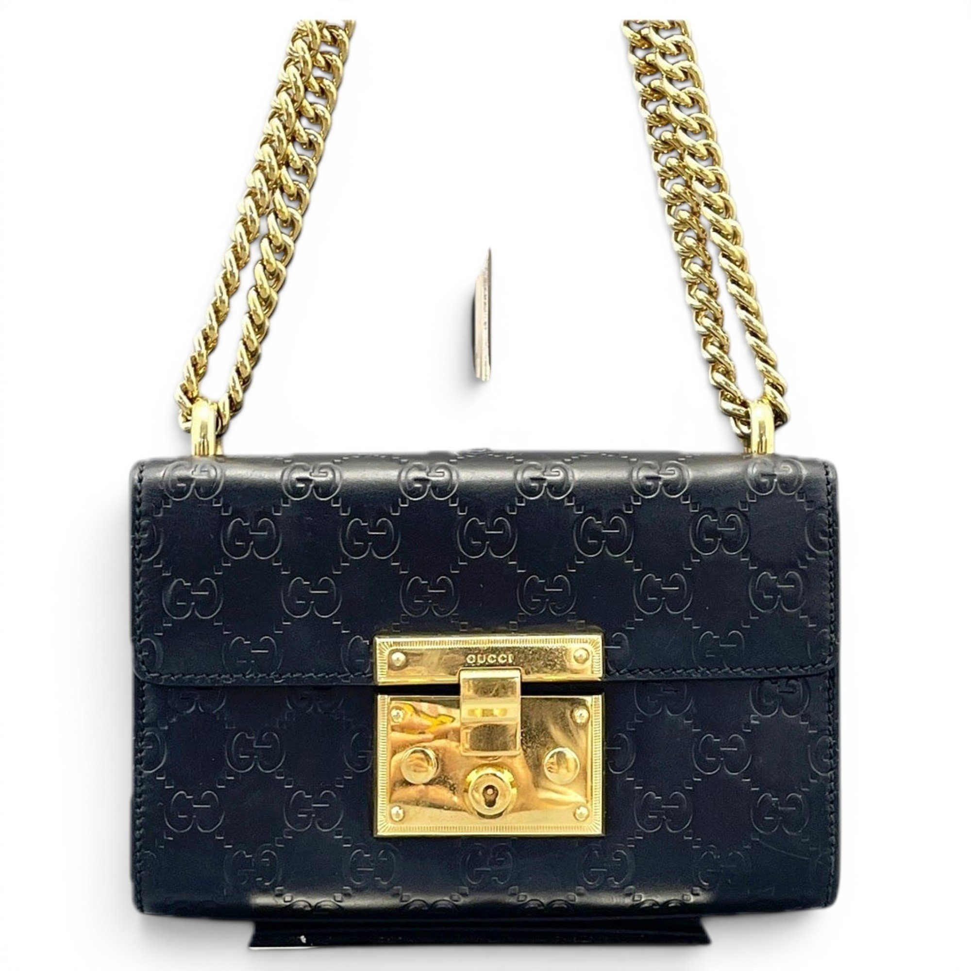 Padlock leather handbag