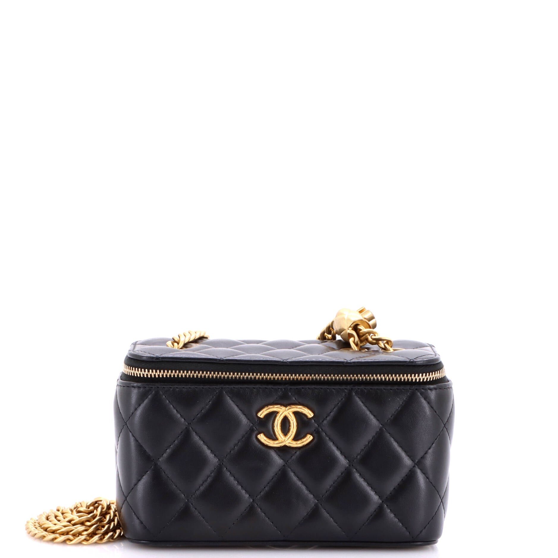 Chanel All Slide Long Vanity Case with Chain Quilted Lambskin Small