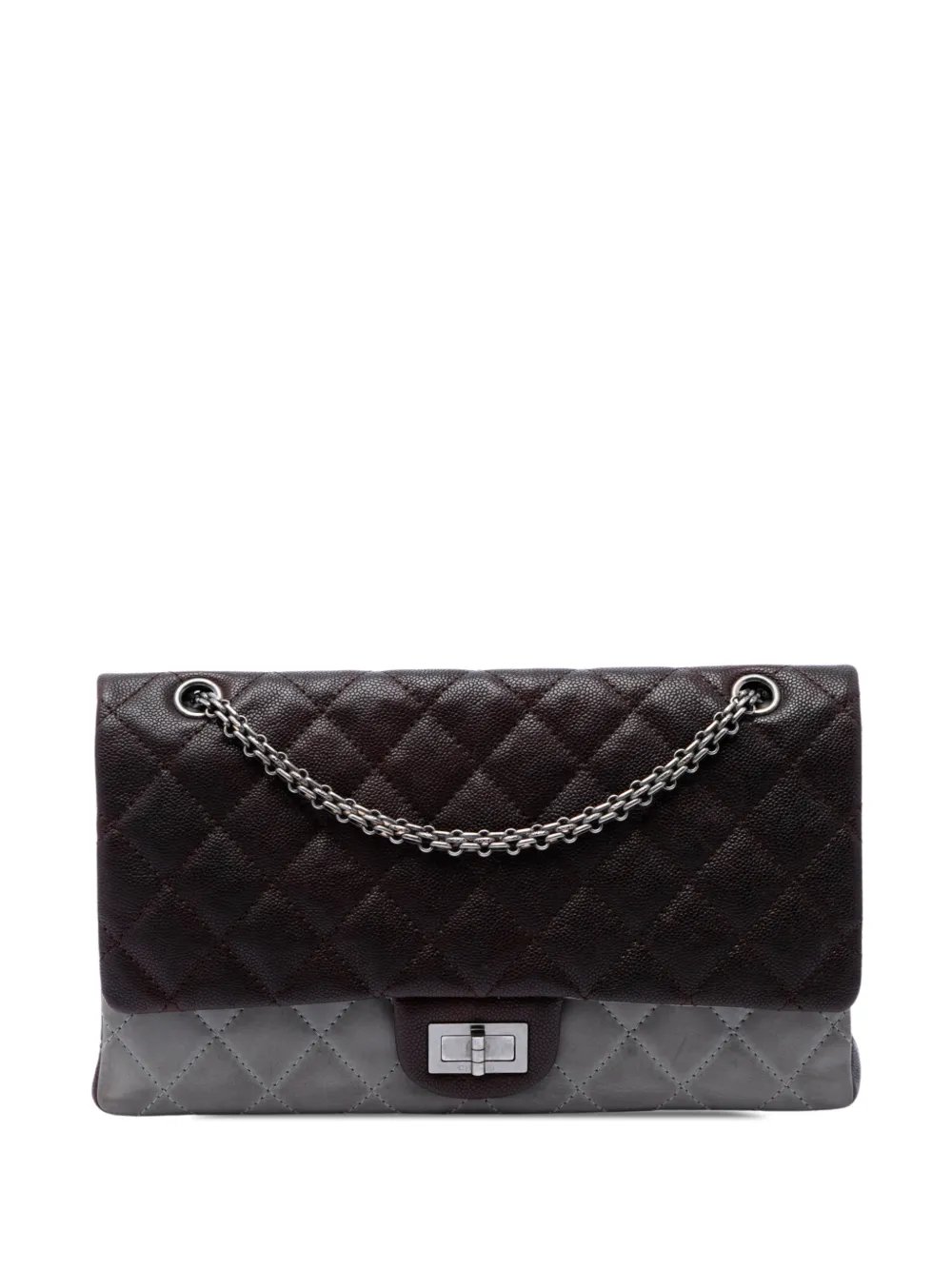 2010-2011 Bicolor Quilted Caviar and Iridescent Calfskin Reissue 2.55 Double Flap 227 shoulder bag