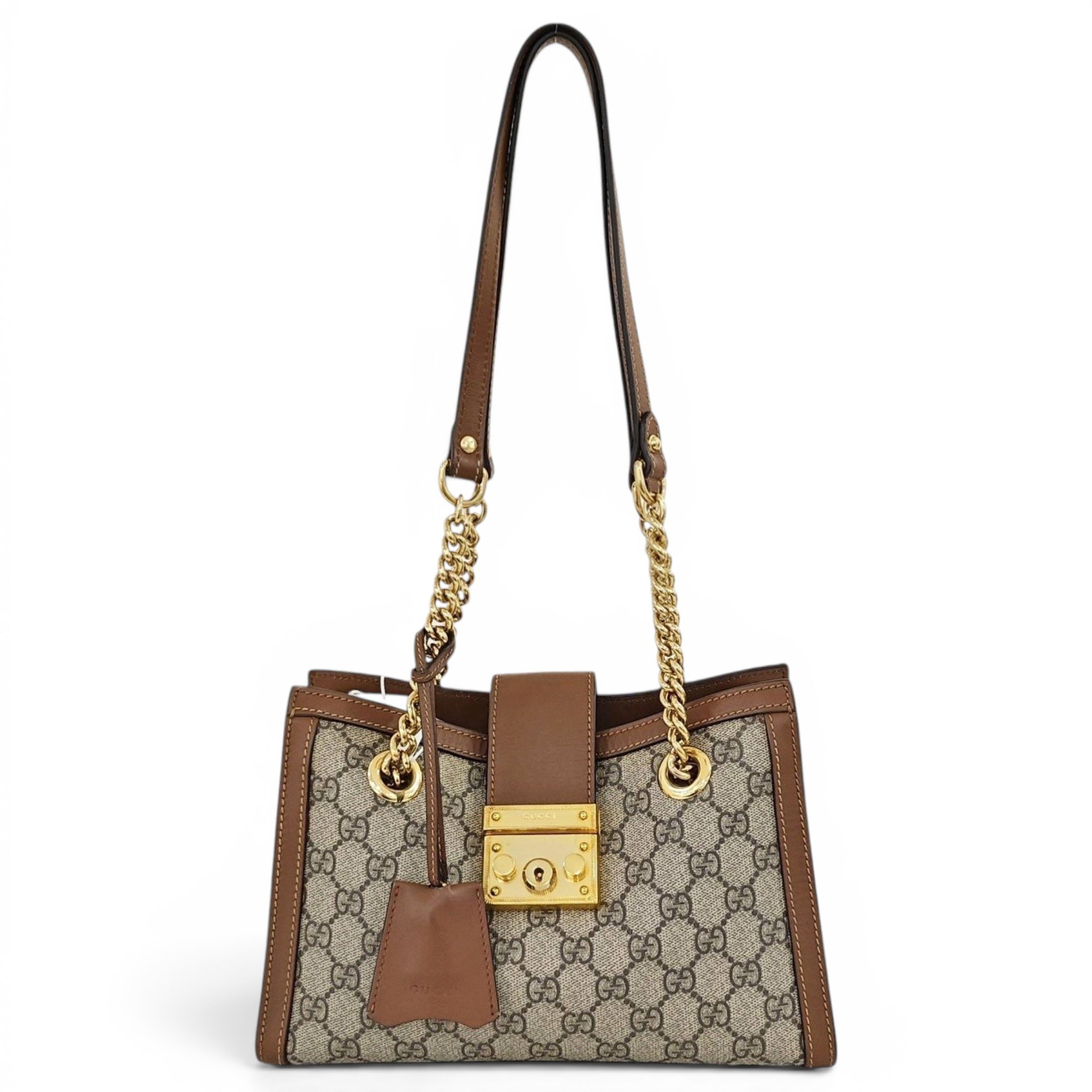 Padlock leather handbag
