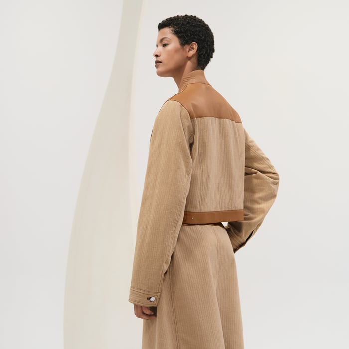 Beige Albâtre Reversible Jacket With Leather Detail