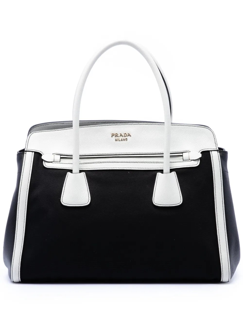 2010-2026 Bicolor Saffiano Cuir Trimmed Canvas satchel