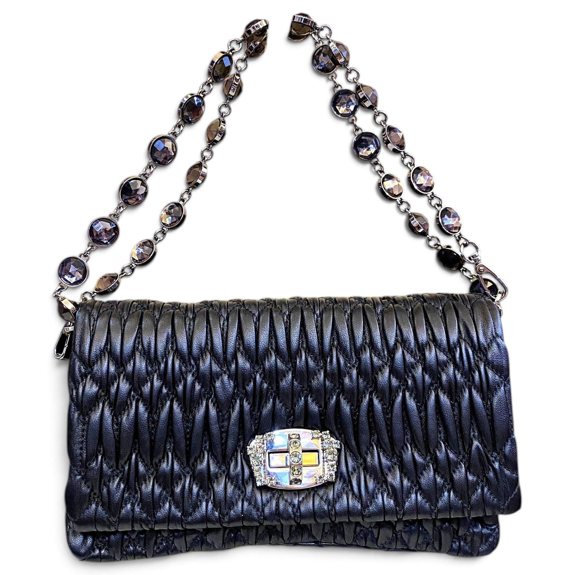 Miu Crystal leather handbag