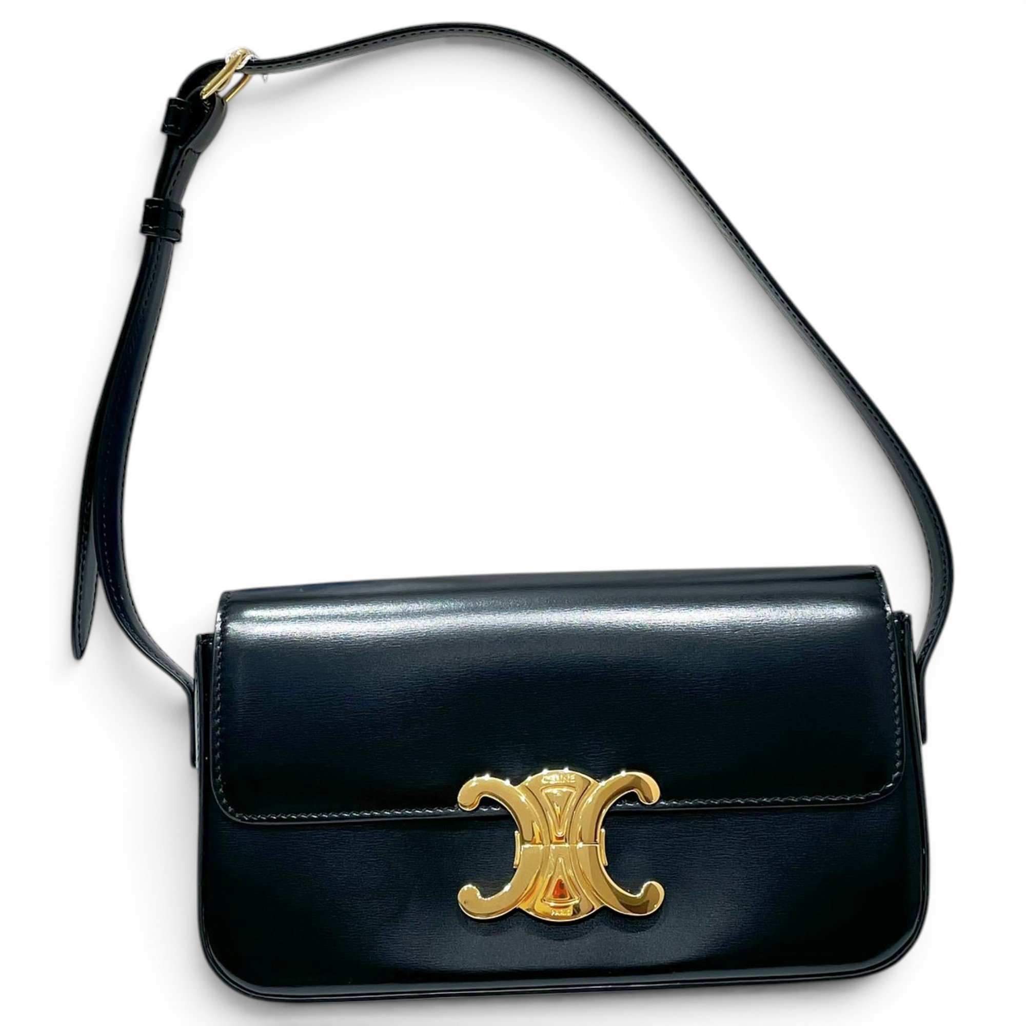 Triomphe chain leather handbag
