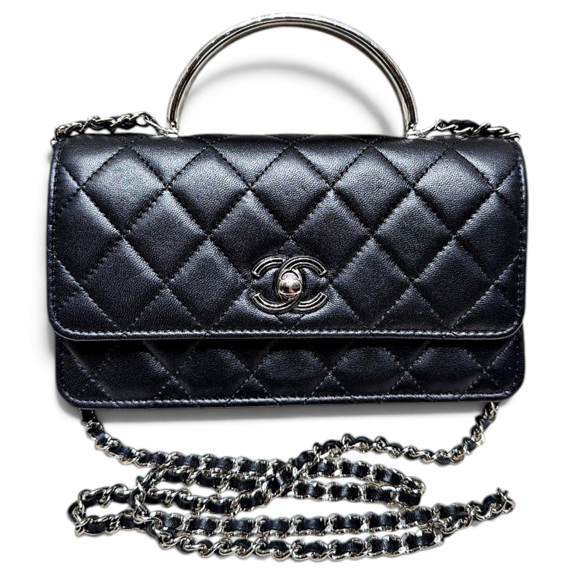 Trendy CC Top Handle leather handbag
