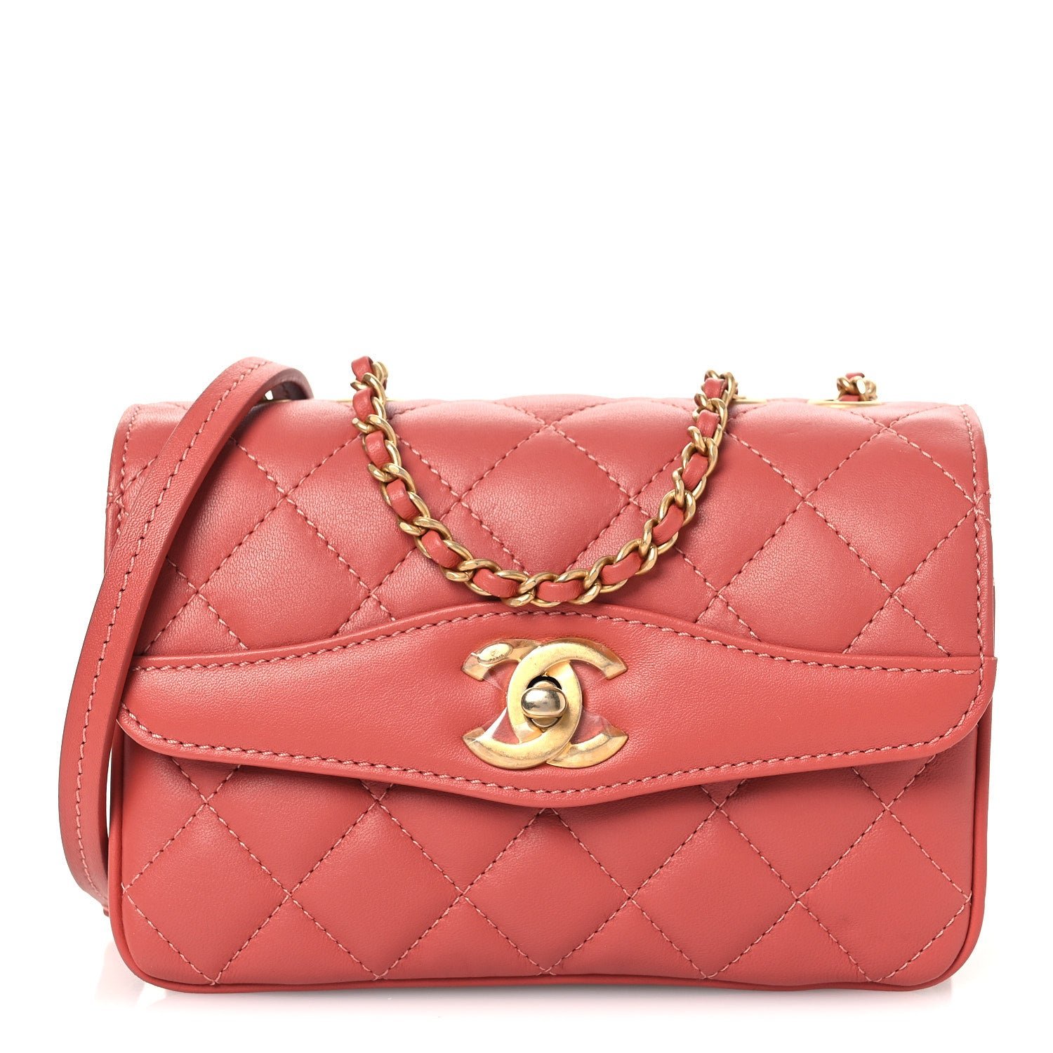 Chanel Lambskin Quilted Bi-Color Small Coco Vintage Flap Pink