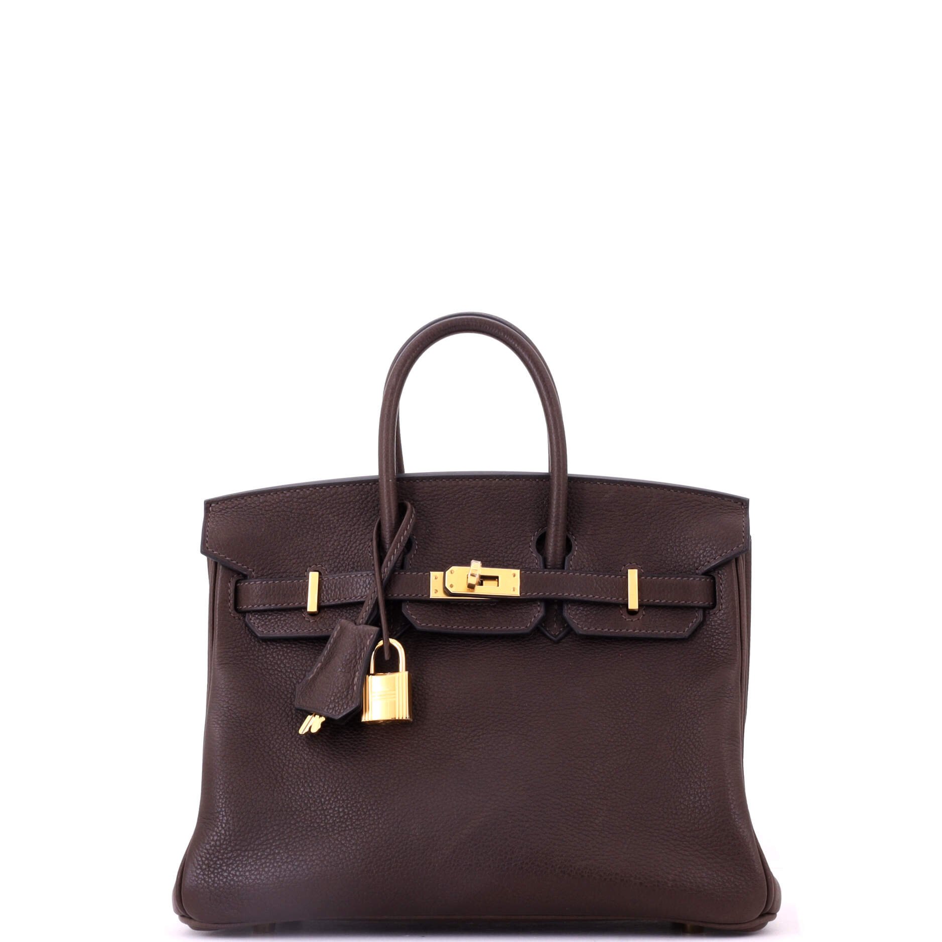 Birkin Handbag Ebene Barenia Faubourg with Gold Hardware 25