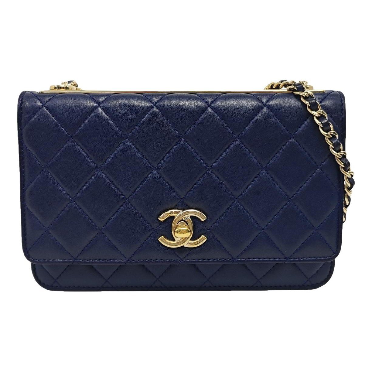 Trendy CC Wallet on Chain leather handbag