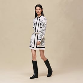 "Ex Libris A Main Levee" Buttoned Miniskirt