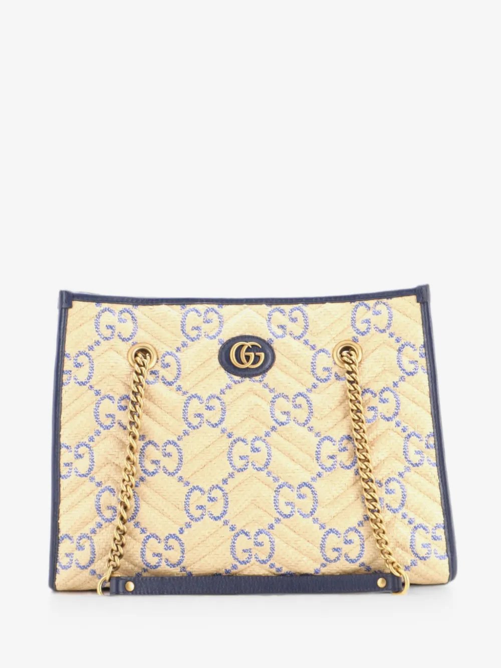 GG Marmont Aria Chain Shopping Jumbo GG Matelasse Raffia Medium tote bag