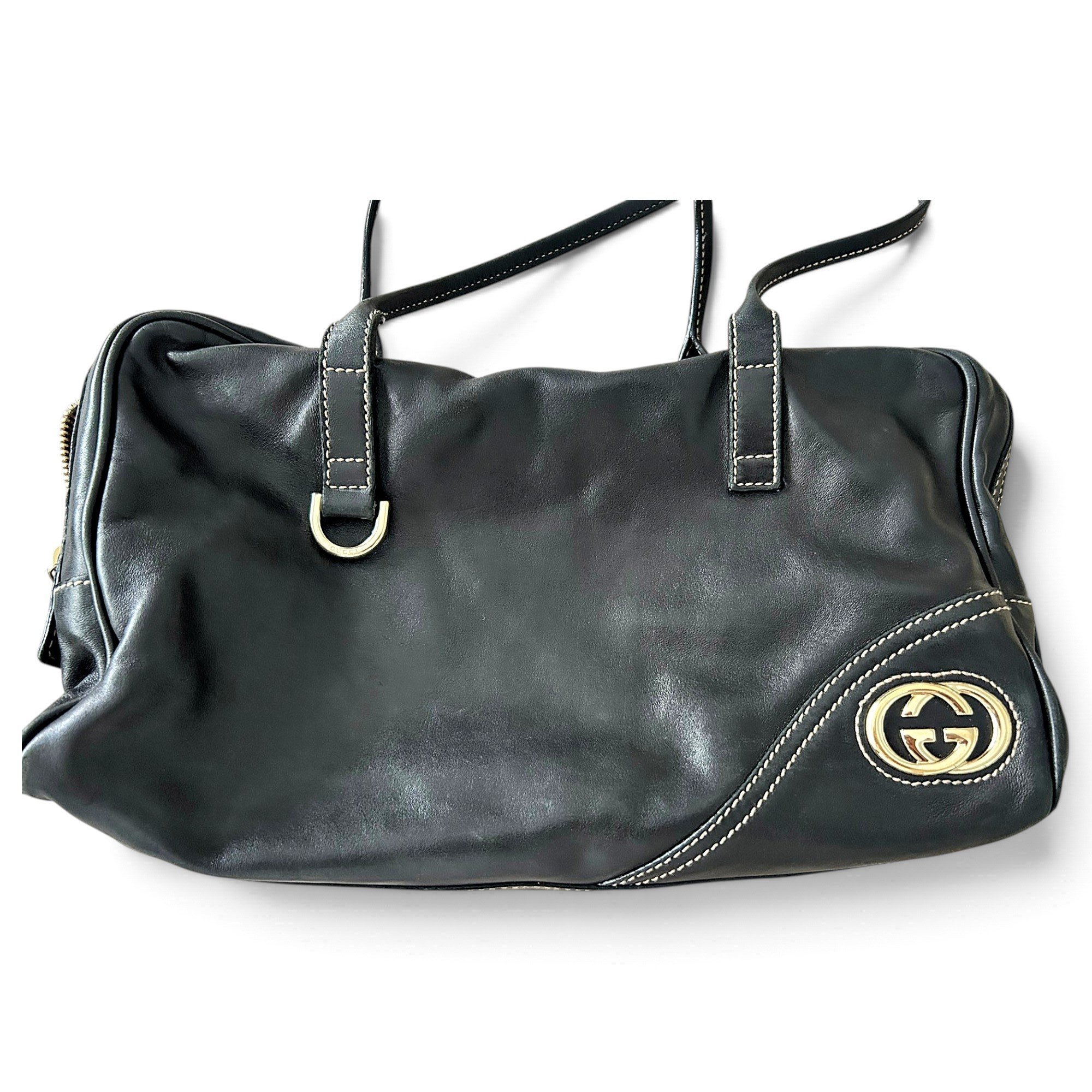 Interlocking leather handbag