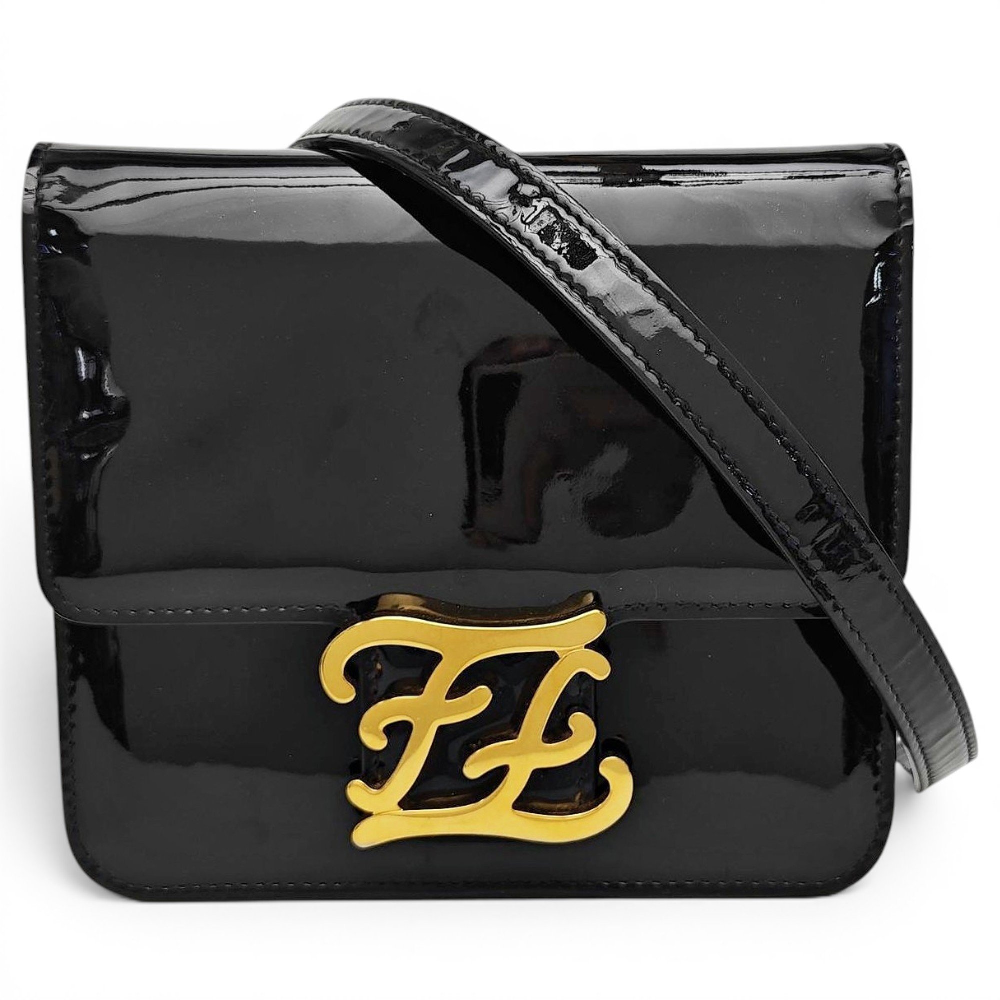 Kan U patent leather crossbody bag