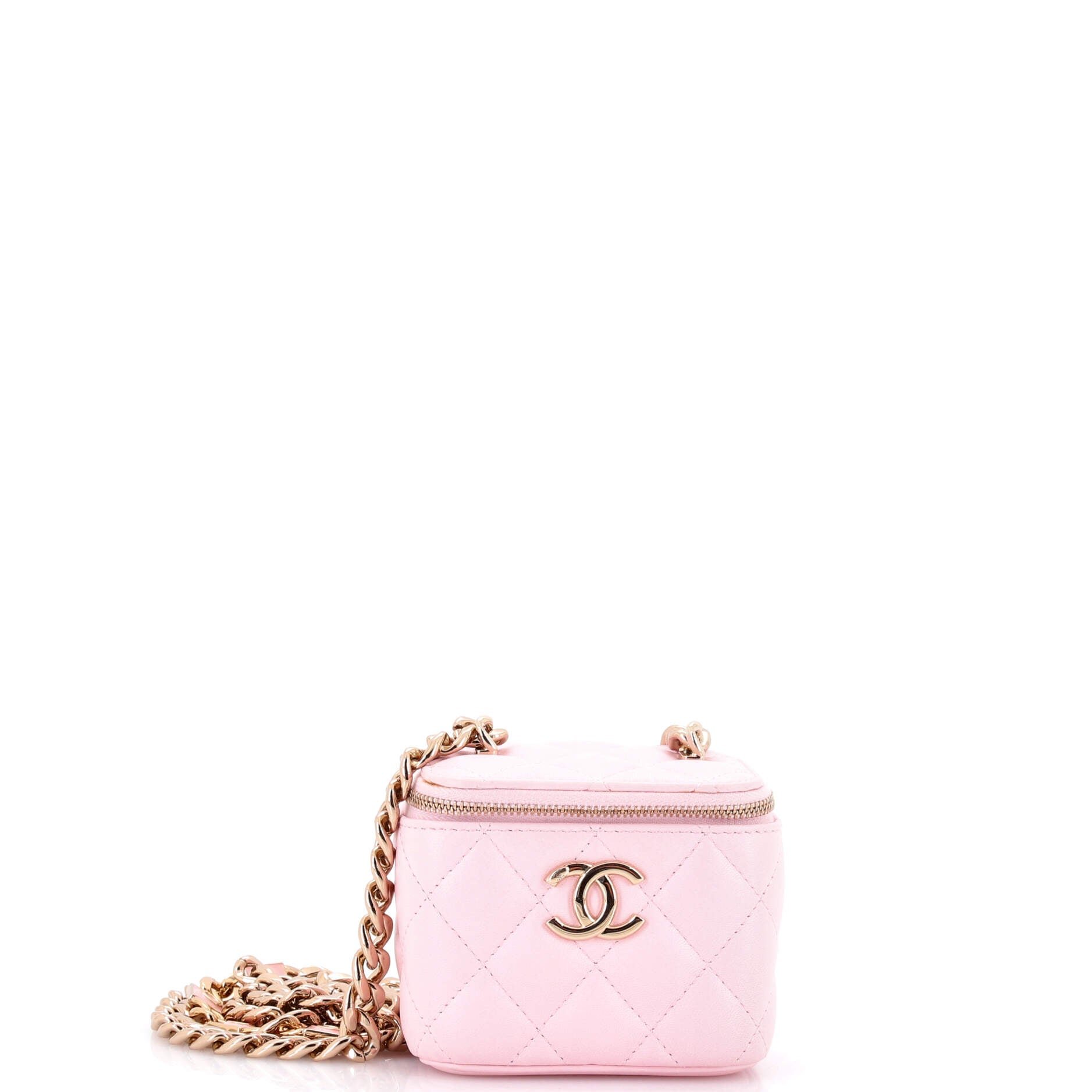 Coco Enamel Strap Vanity Case with Chain Quilted Lambskin Mini