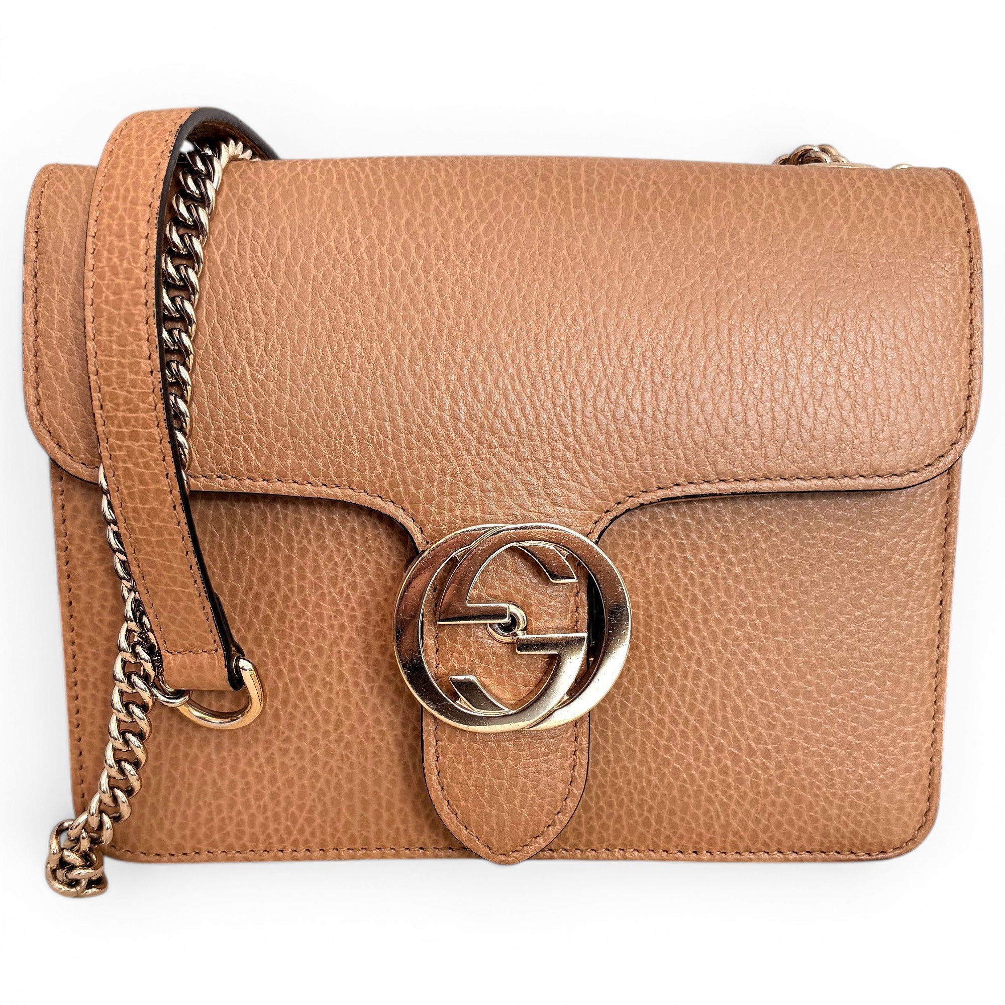 Interlocking leather handbag