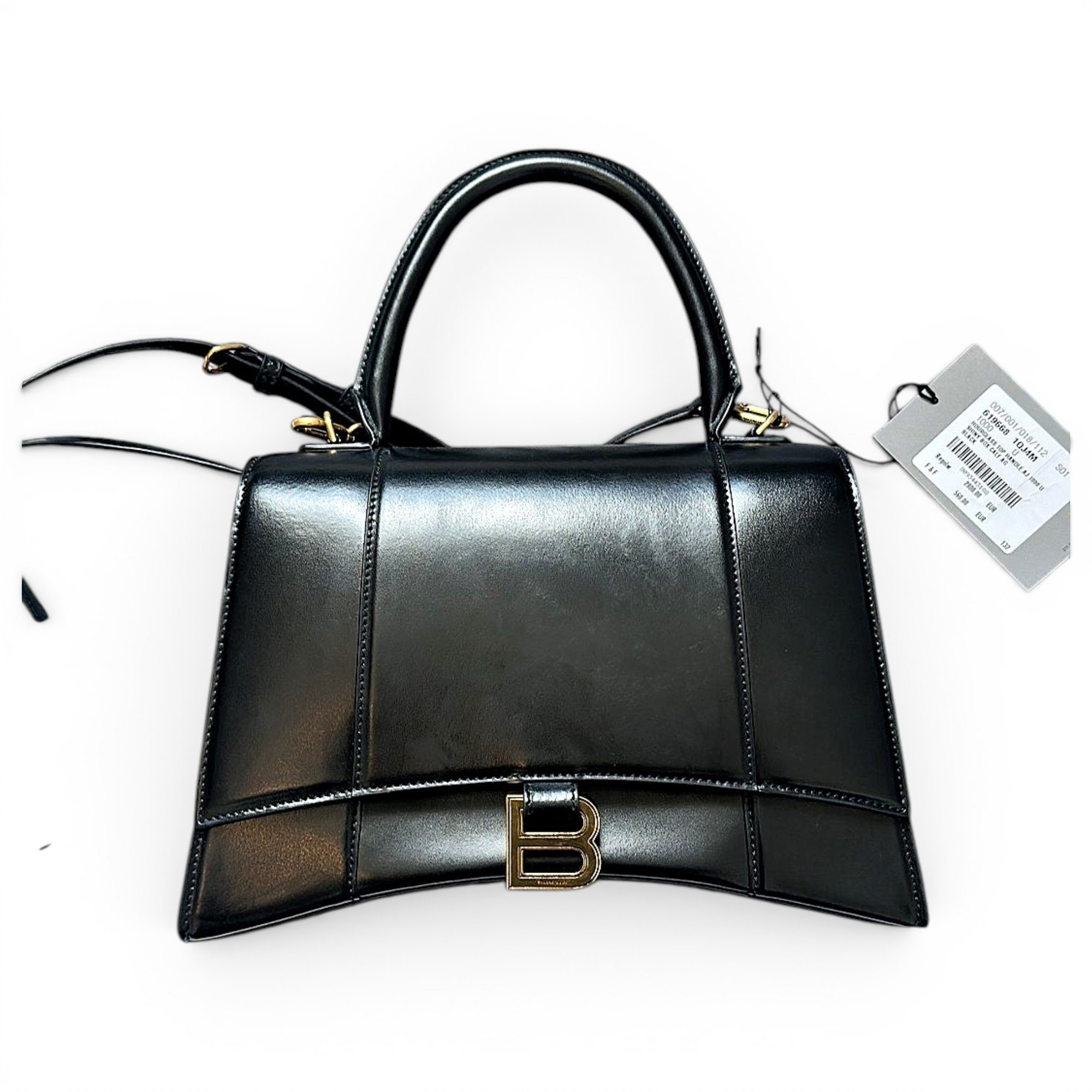 Hourglass leather handbag