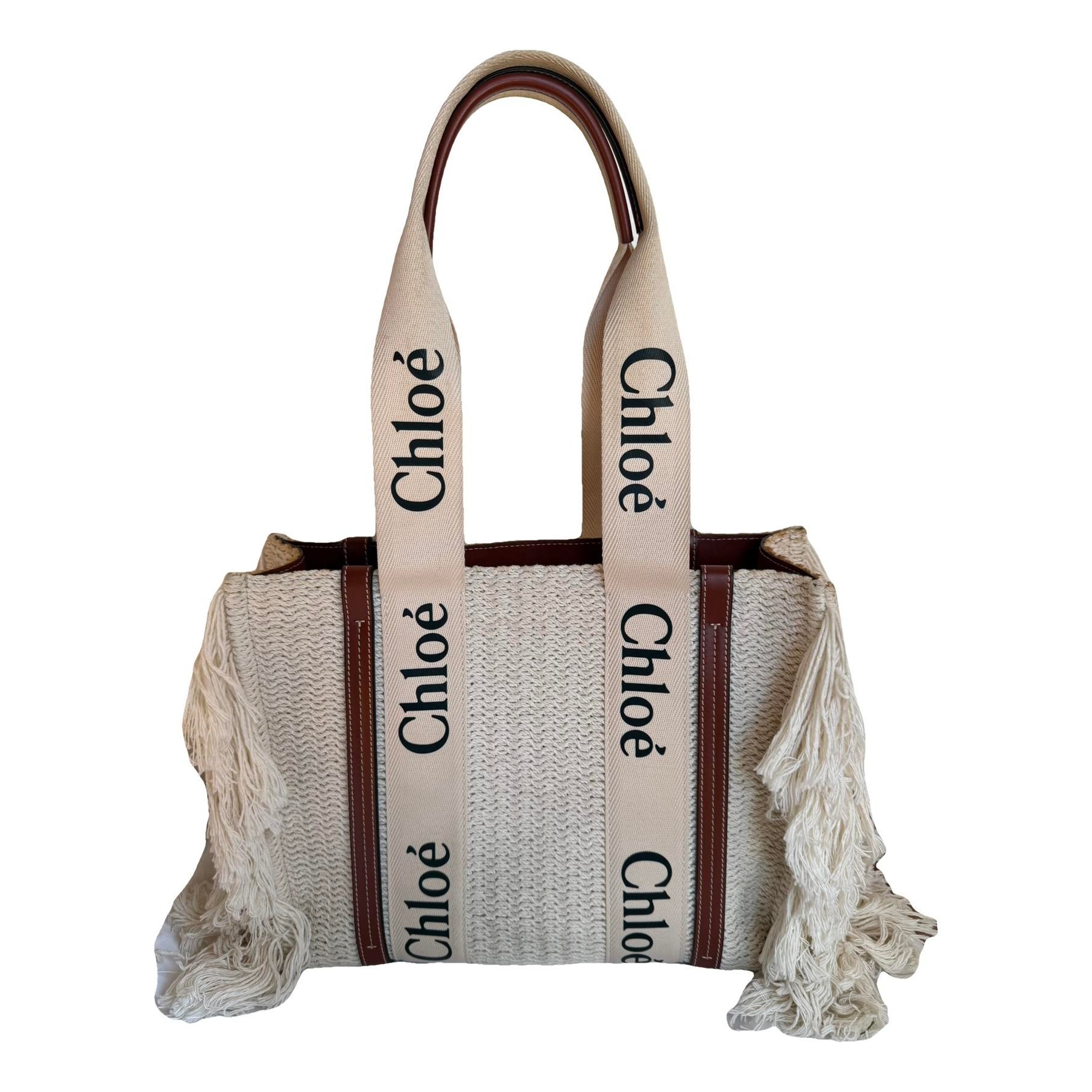 Woody linen tote