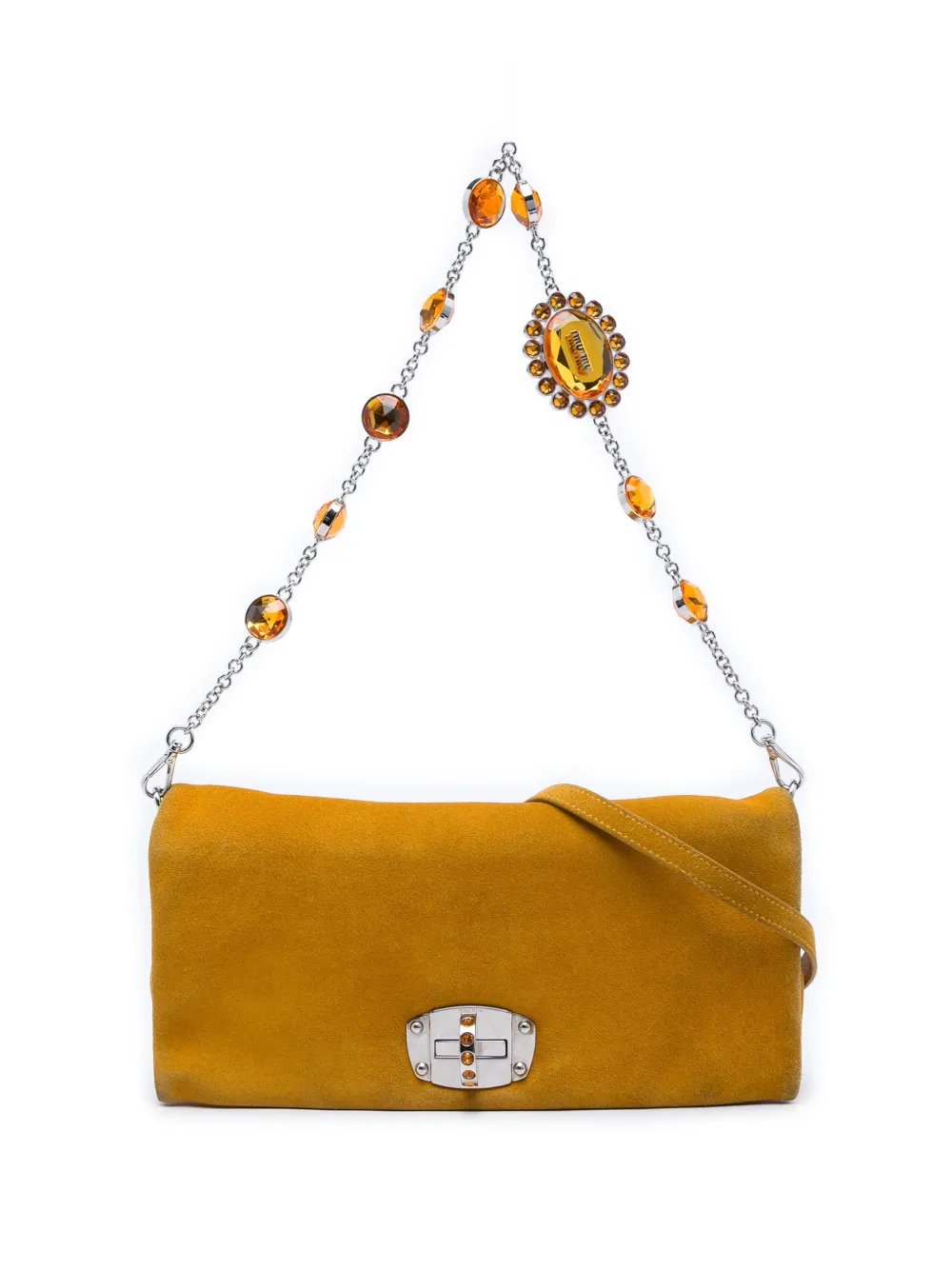 Miu Miu 2010-2026 Suede Crystal Chain satchel