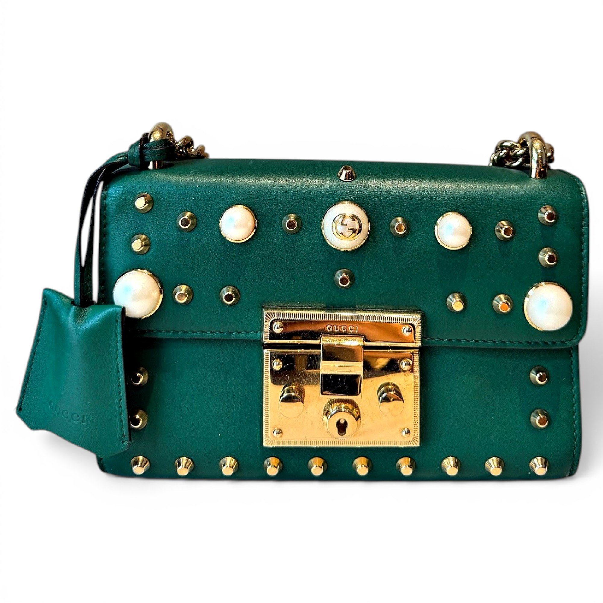 Padlock leather handbag