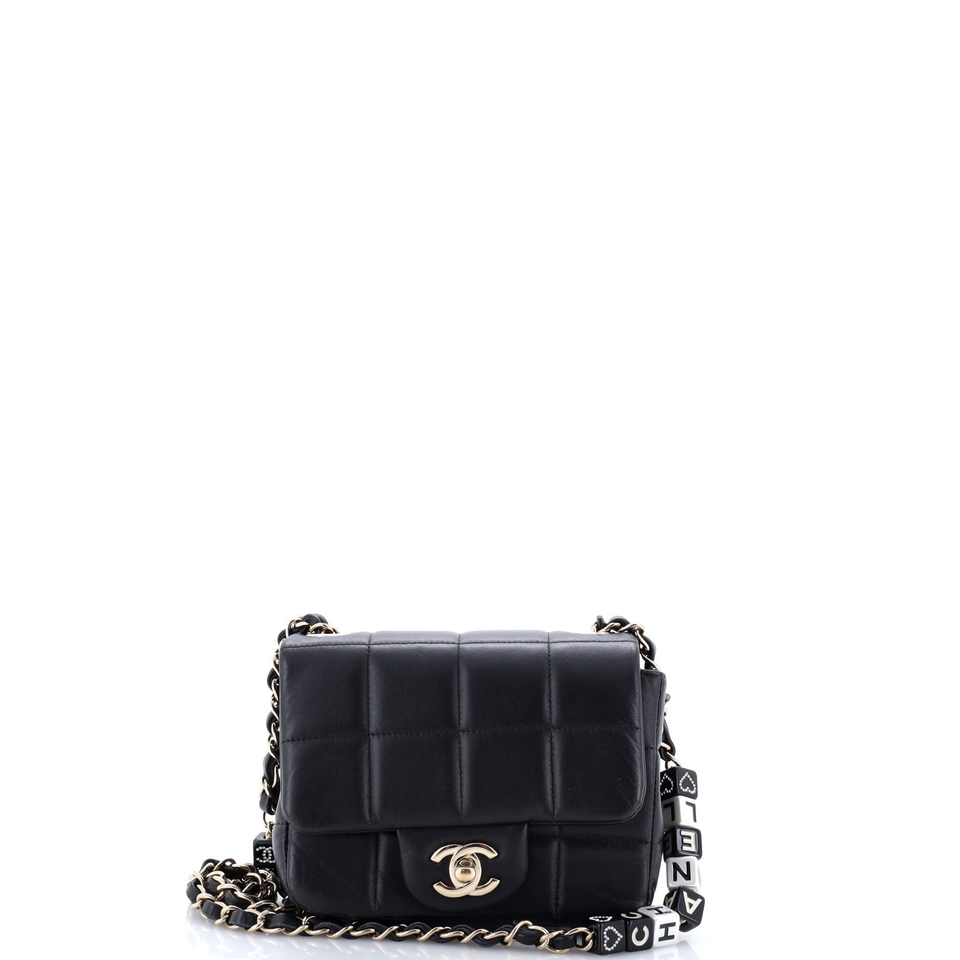 Monacoco Logo Blocks Square Flap Bag Quilted Lambskin with Resin Mini